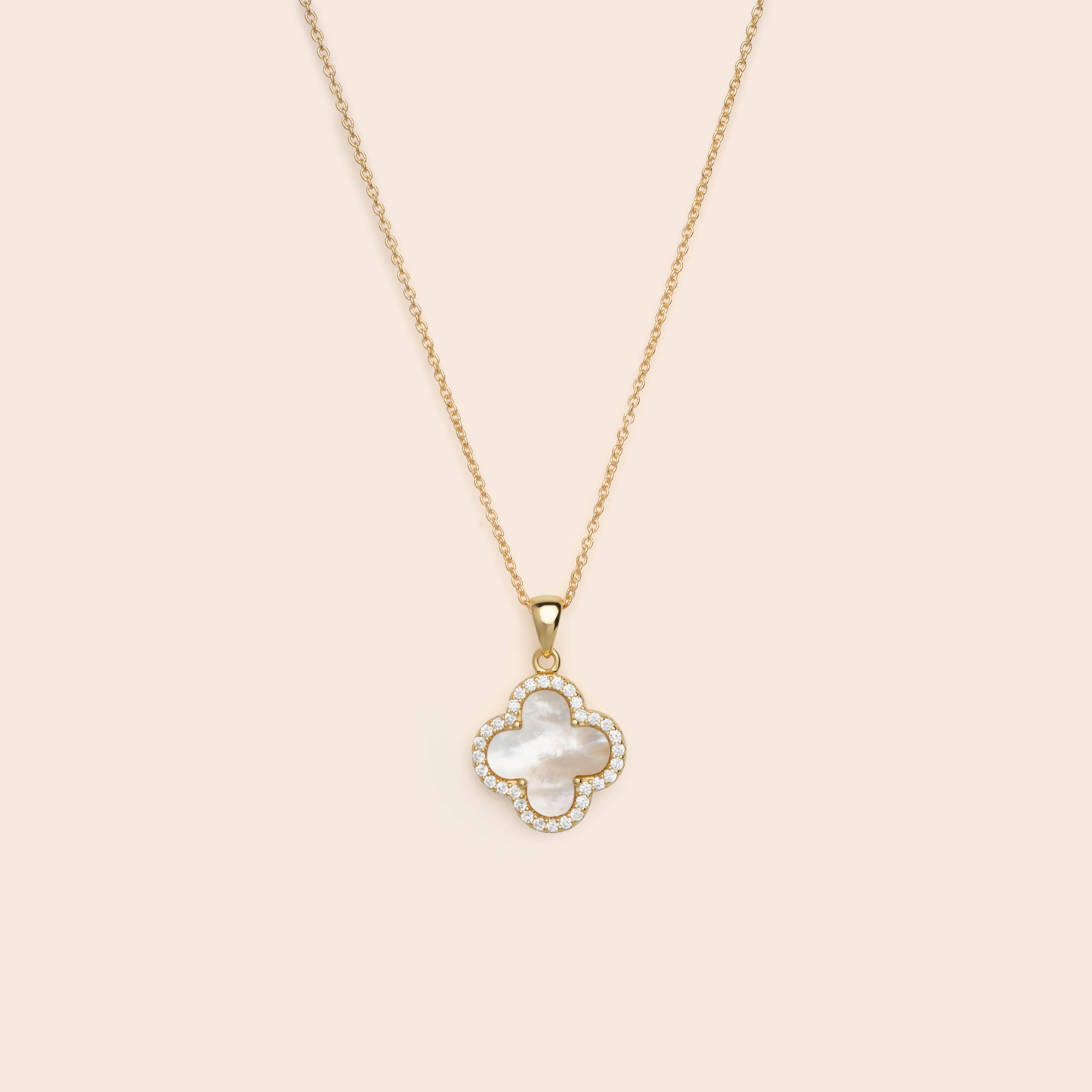 White Clover CZ Pendant Necklace