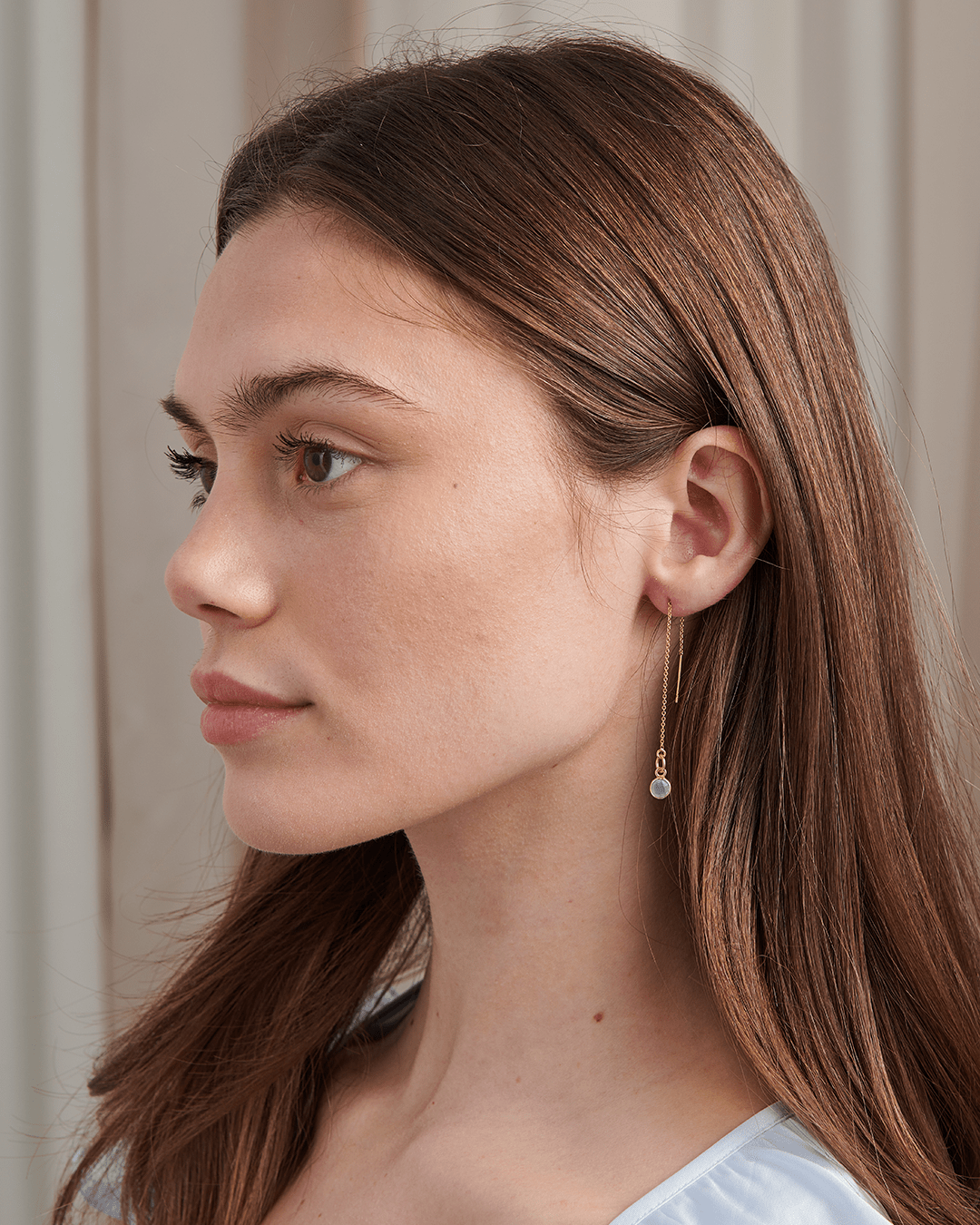 Aquamarine Threader Earrings - Gemlet