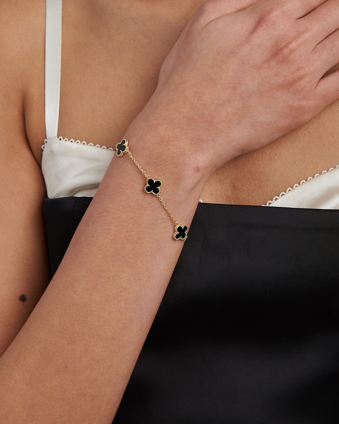 Black 5 Clover Chain Bracelet - Gemlet