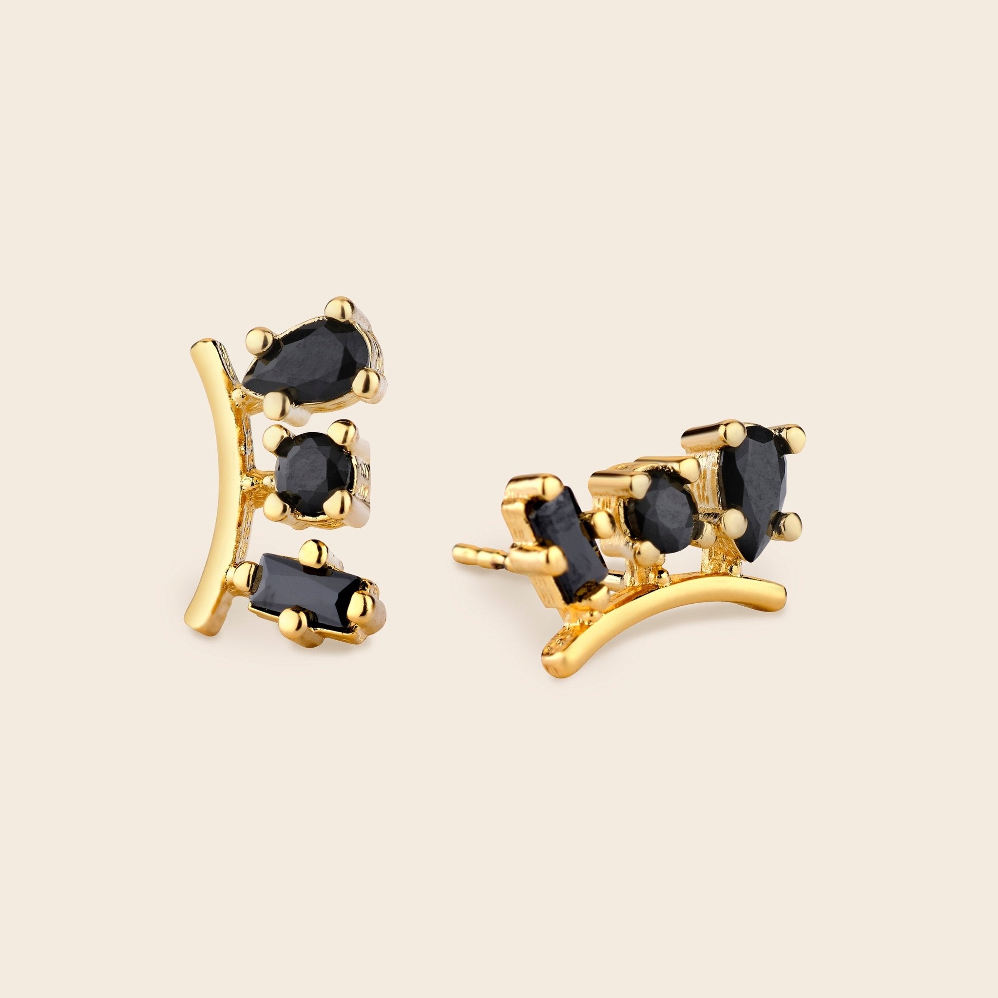 Black CZ Climber Earrings - Gemlet