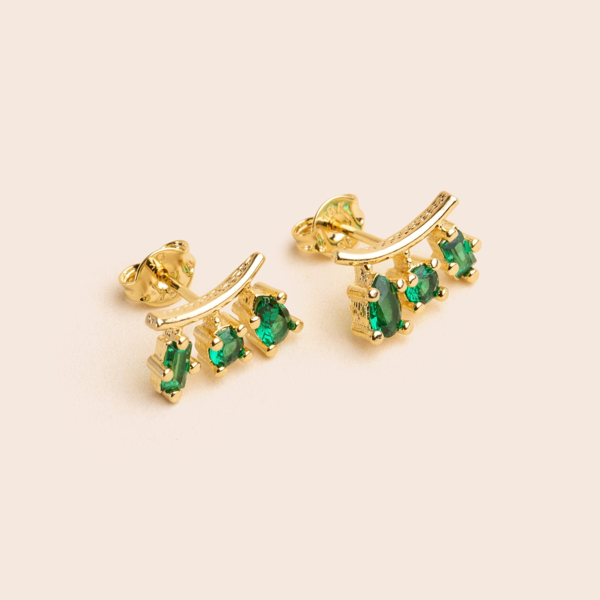 Green CZ Climber Earrings - Gemlet