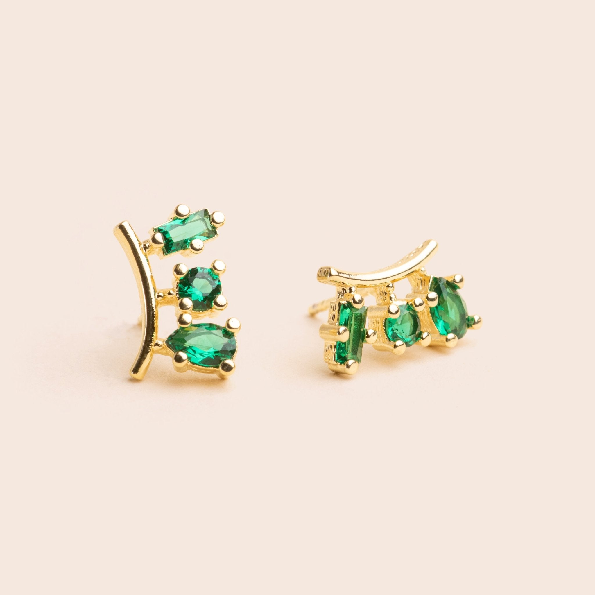 Green CZ Climber Earrings - Gemlet