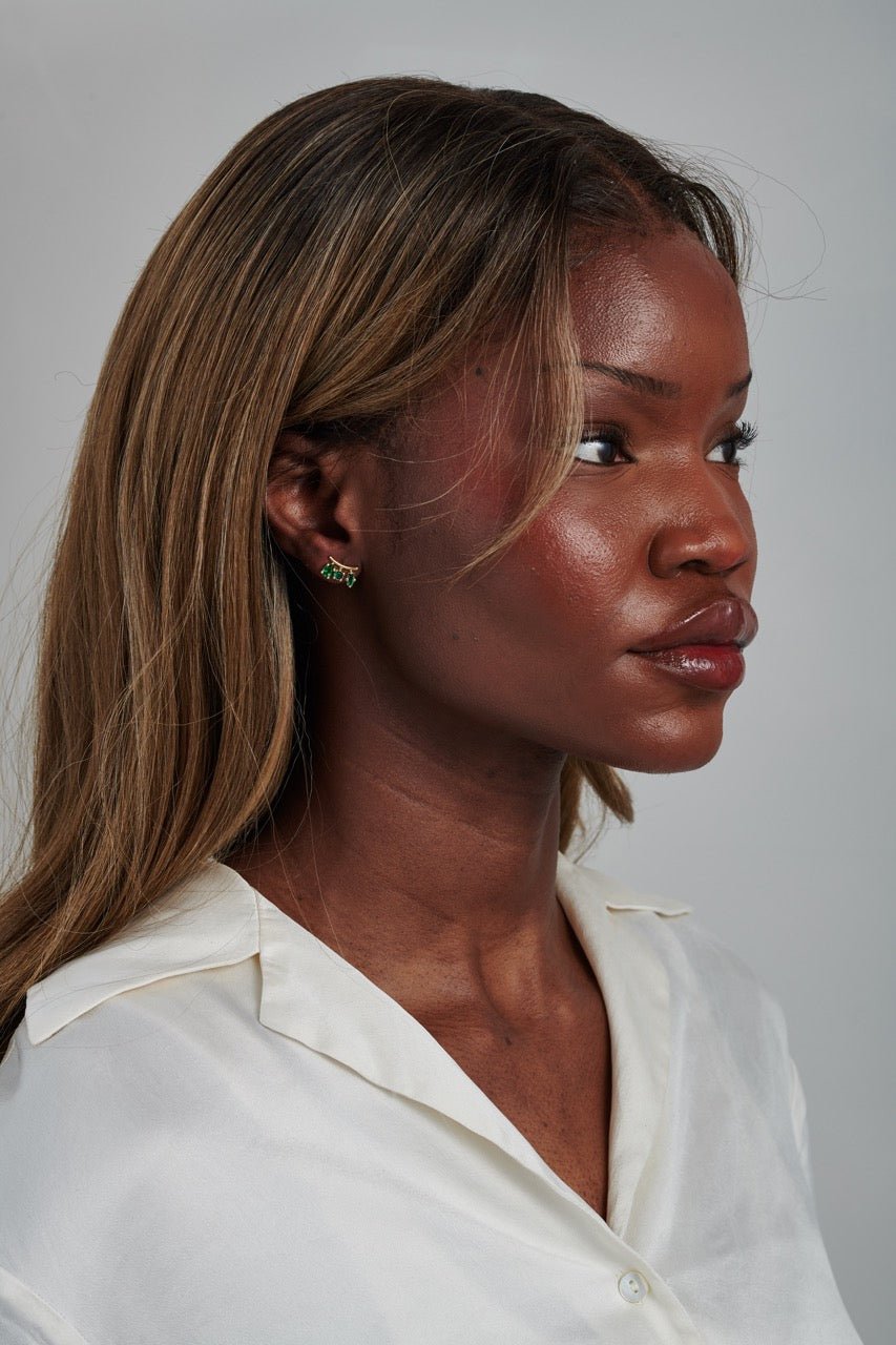 Green CZ Climber Earrings - Gemlet