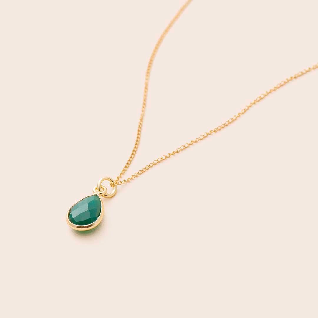 Green Onyx Teardrop Necklace - Gemlet