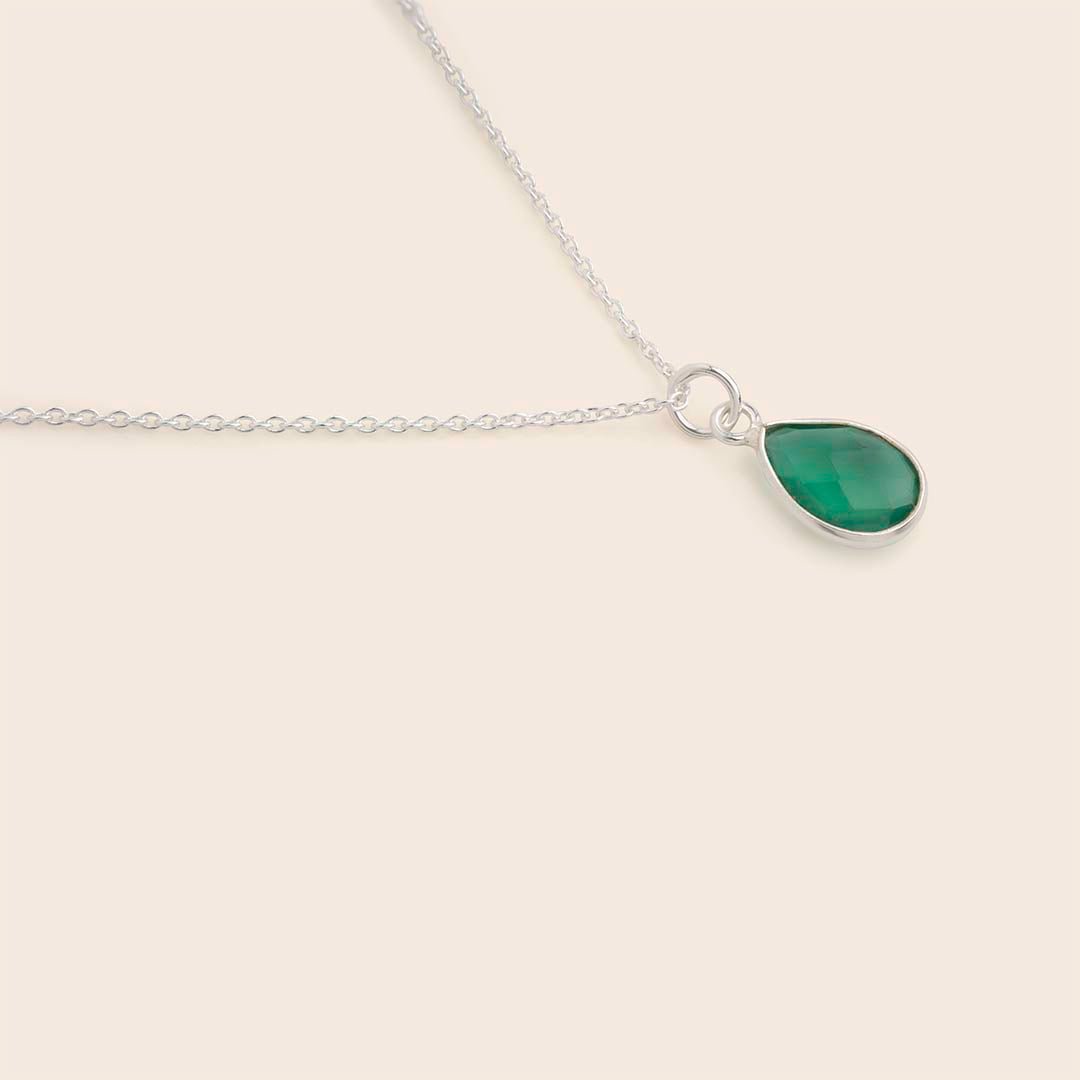 Green Onyx Teardrop Necklace - Gemlet