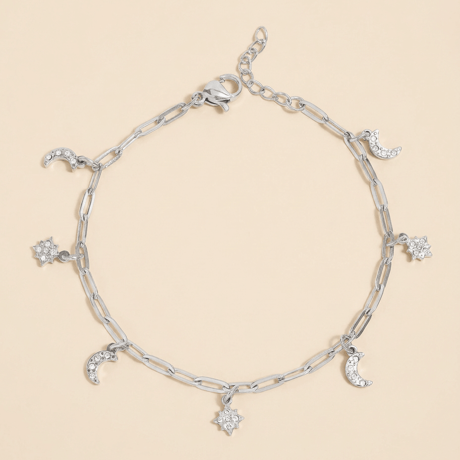 Moon & Star Dangle Charm Bracelet - Gemlet