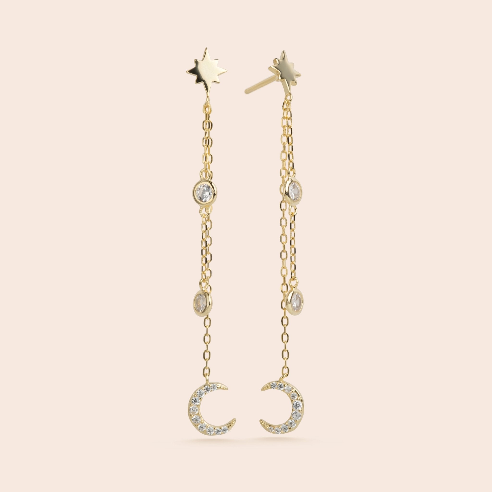 Moon & Star Dangle Studs - Gemlet