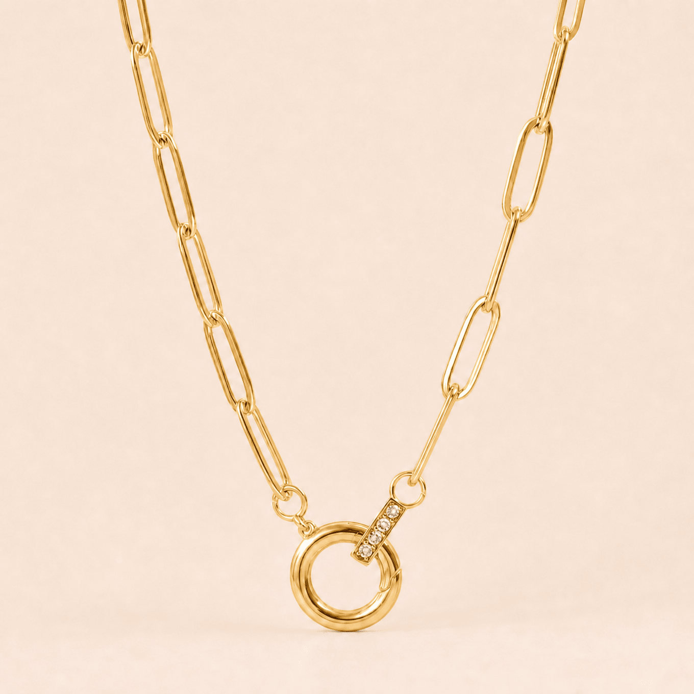 Paperclip CZ Carabiner Necklace - Gemlet