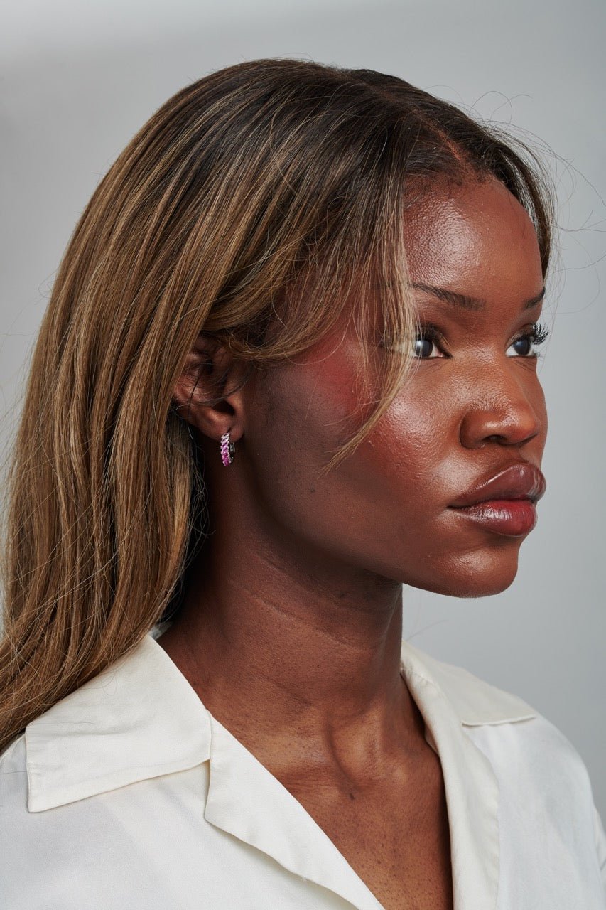 Pink Baguette CZ Huggies - Gemlet