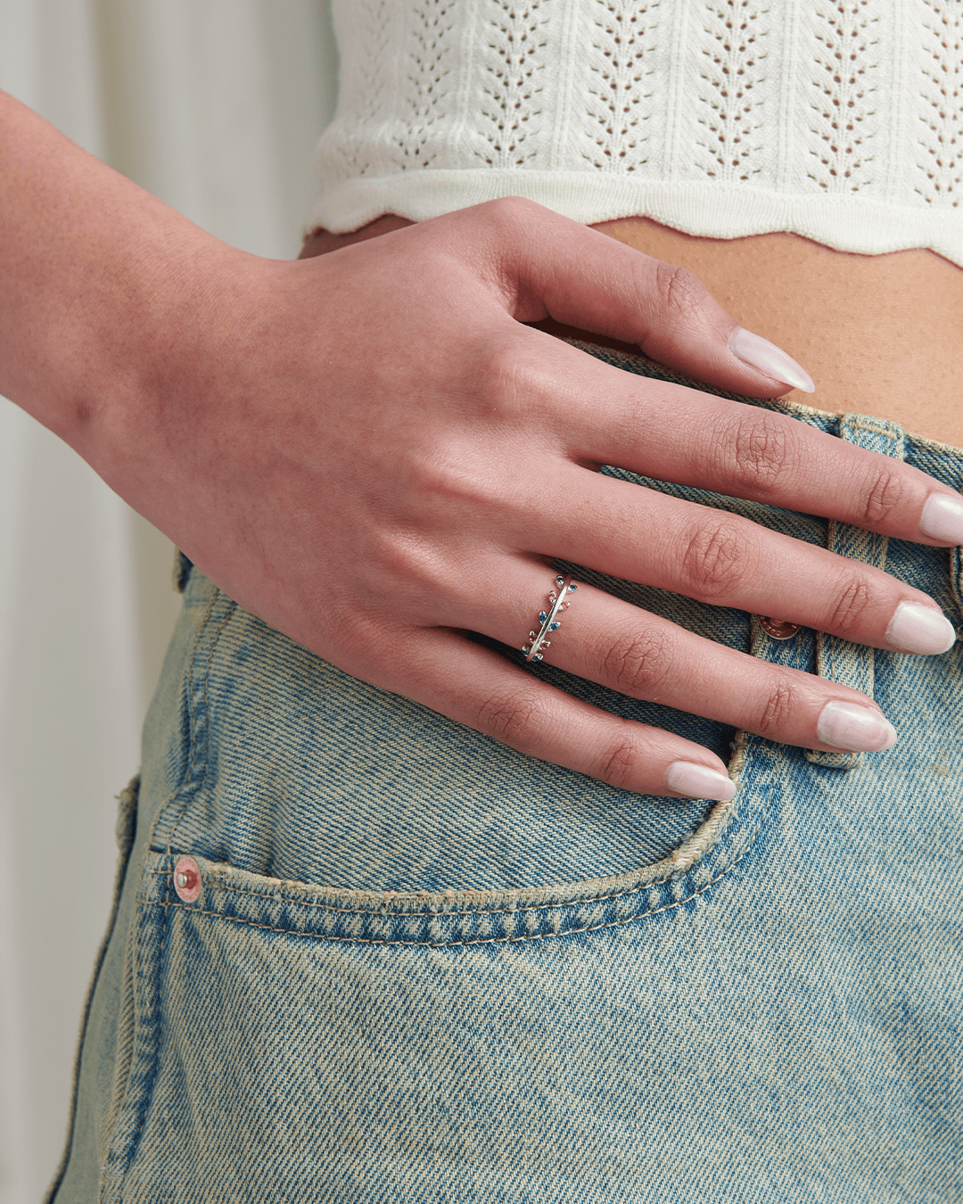 Pink & Green Leaf CZ Ring - Gemlet