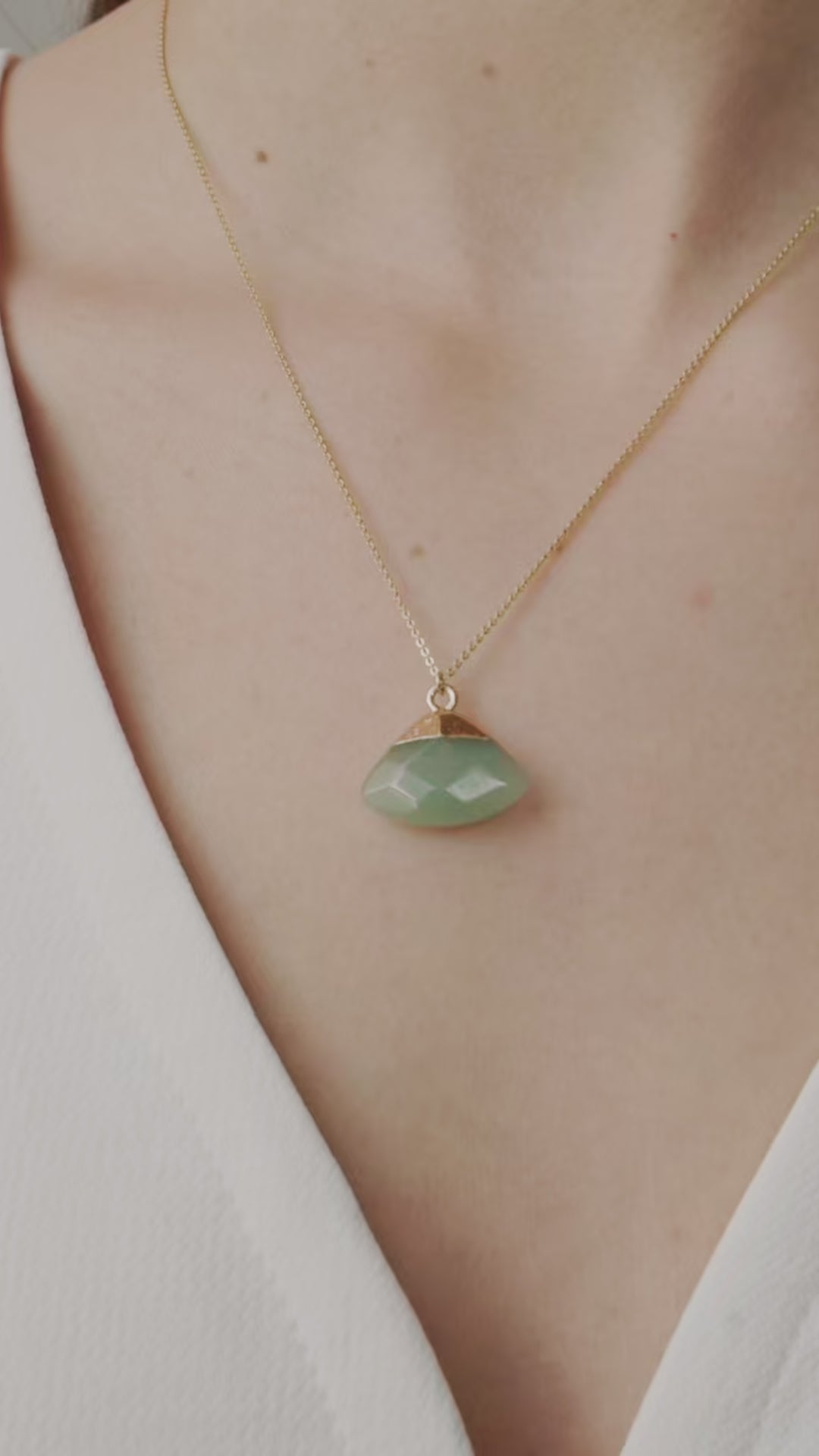 Aventurine Fan Pendant Necklace