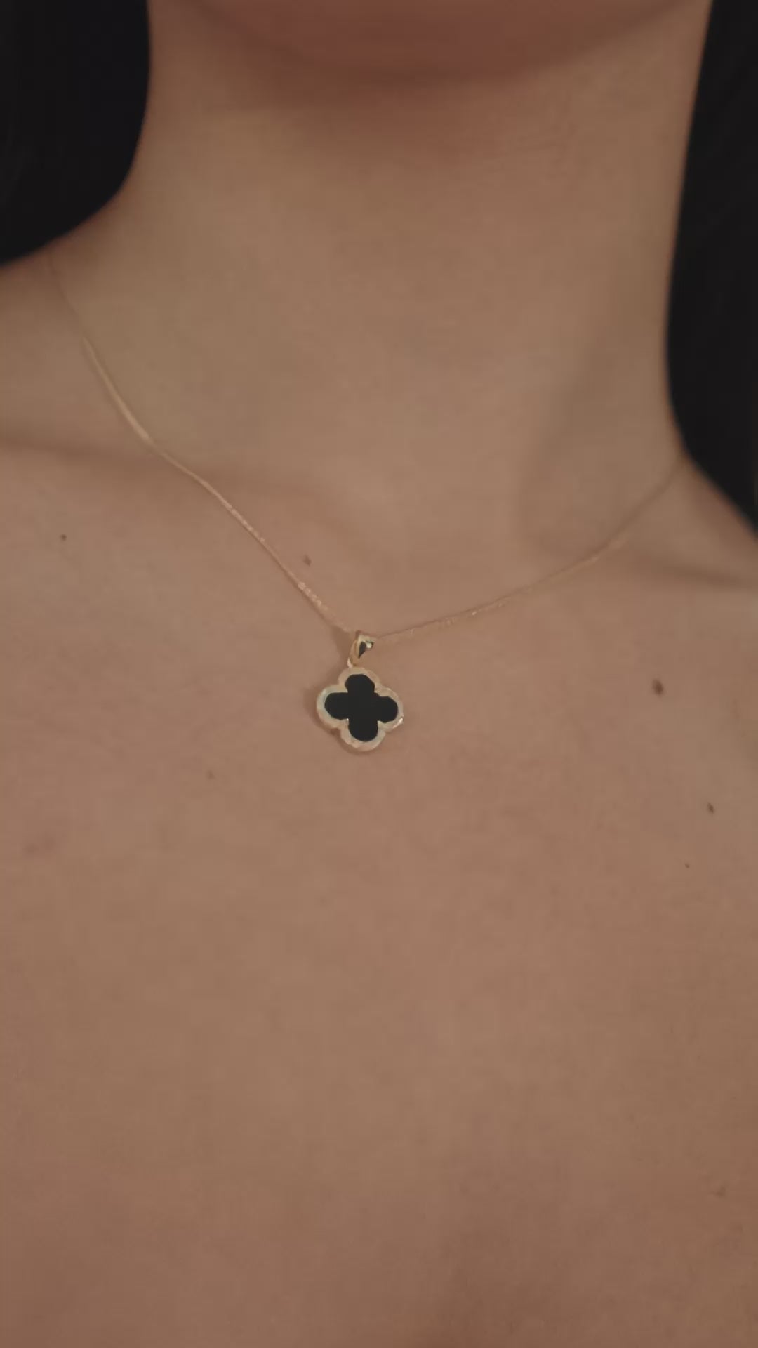 Black Clover CZ Pendant Necklace