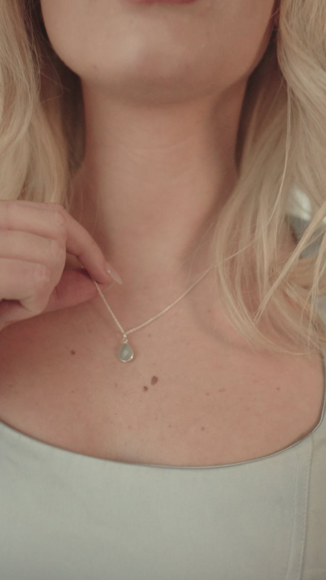 Aquamarine Teardrop Pendant Necklace