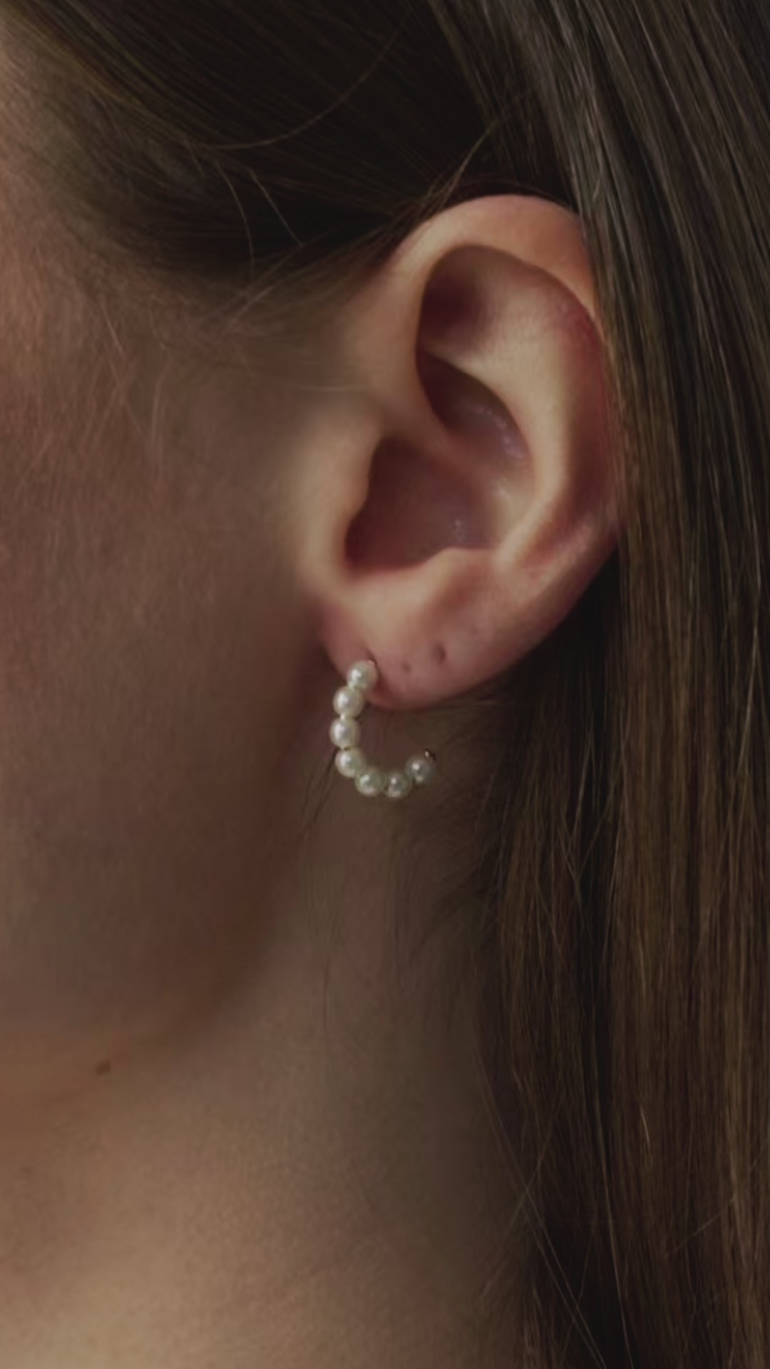 Beaded Pearl Hoops Small