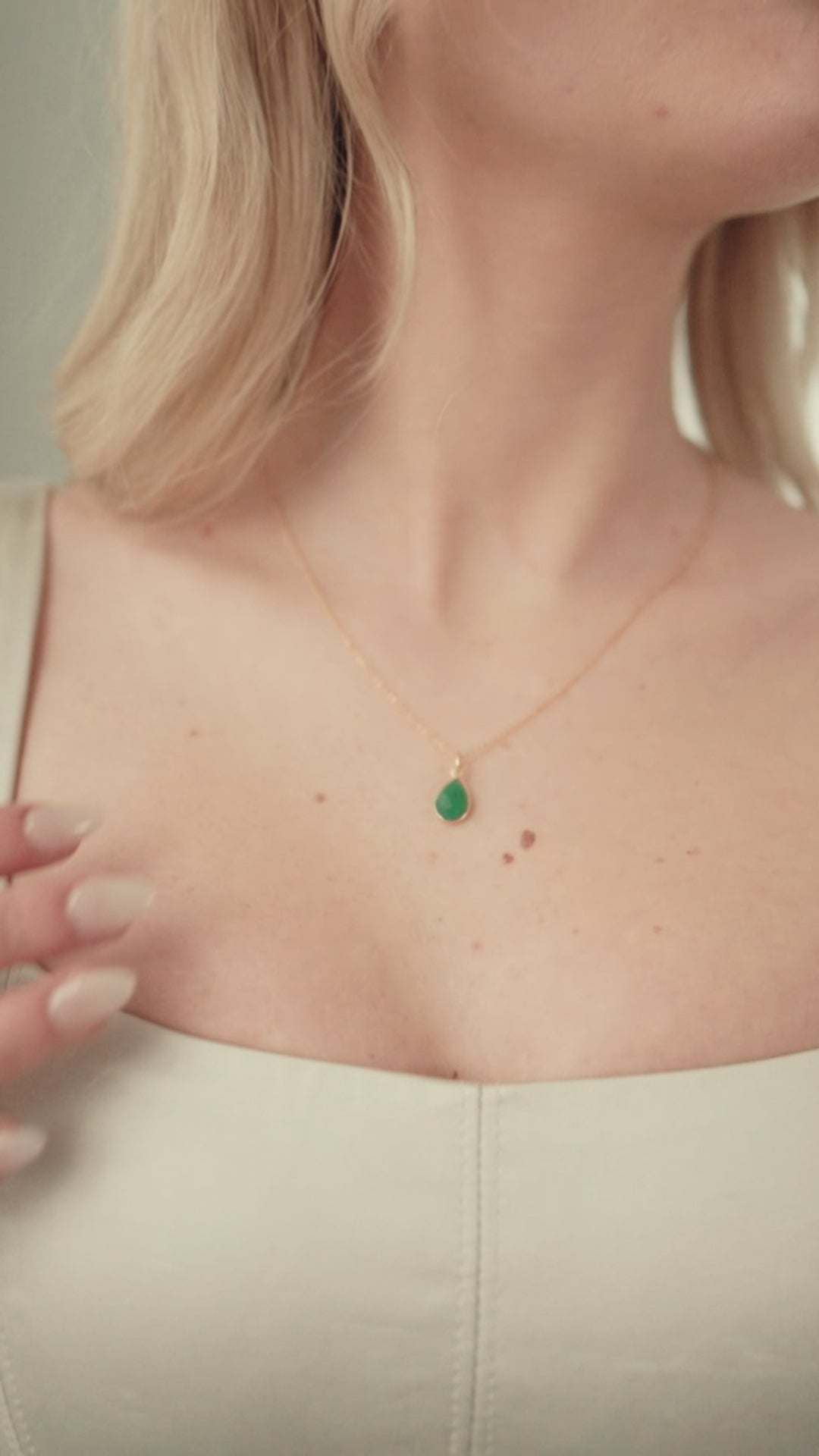 Green Onyx Teardrop Necklace