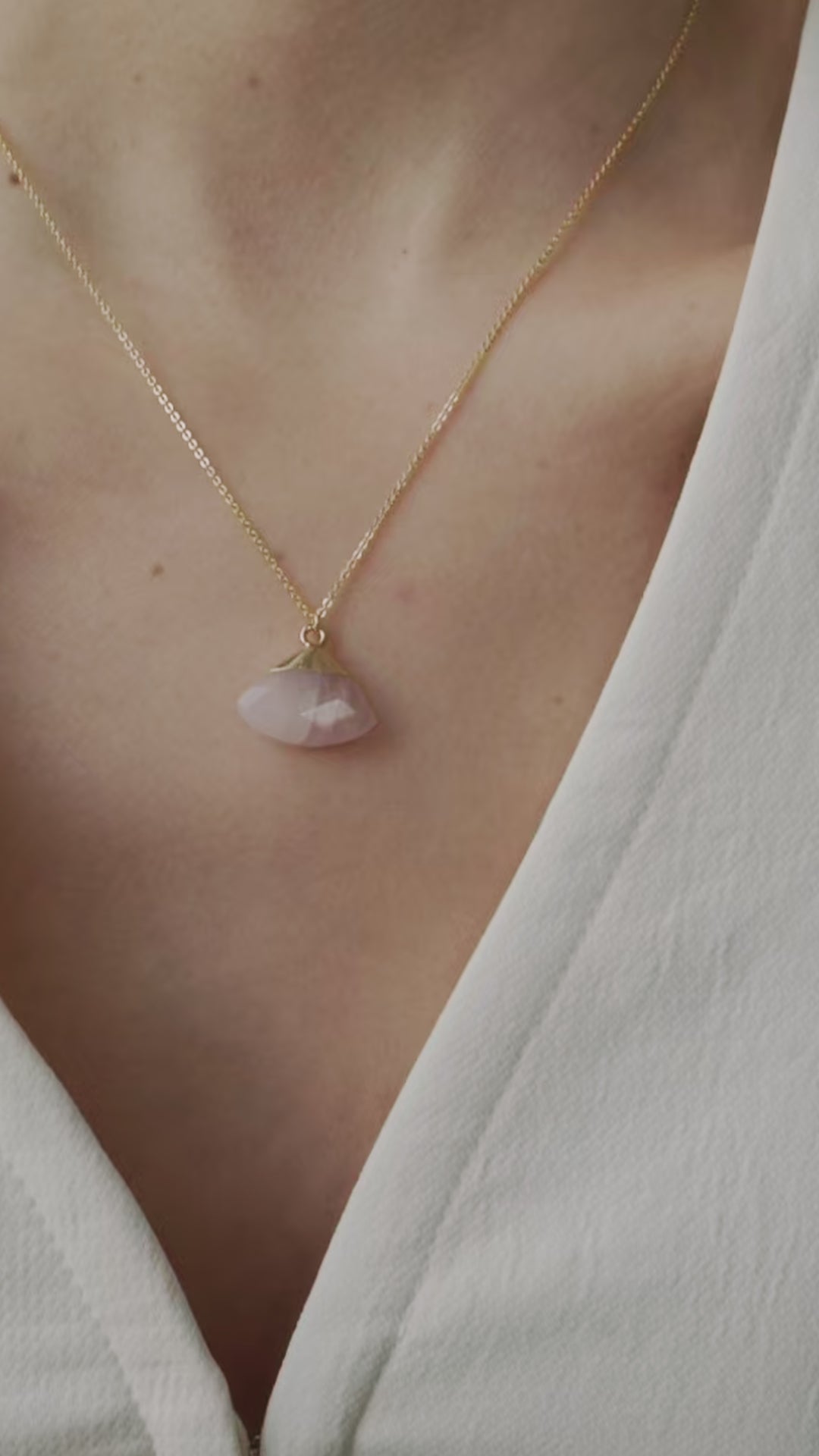 Rose Quartz Fan Necklace