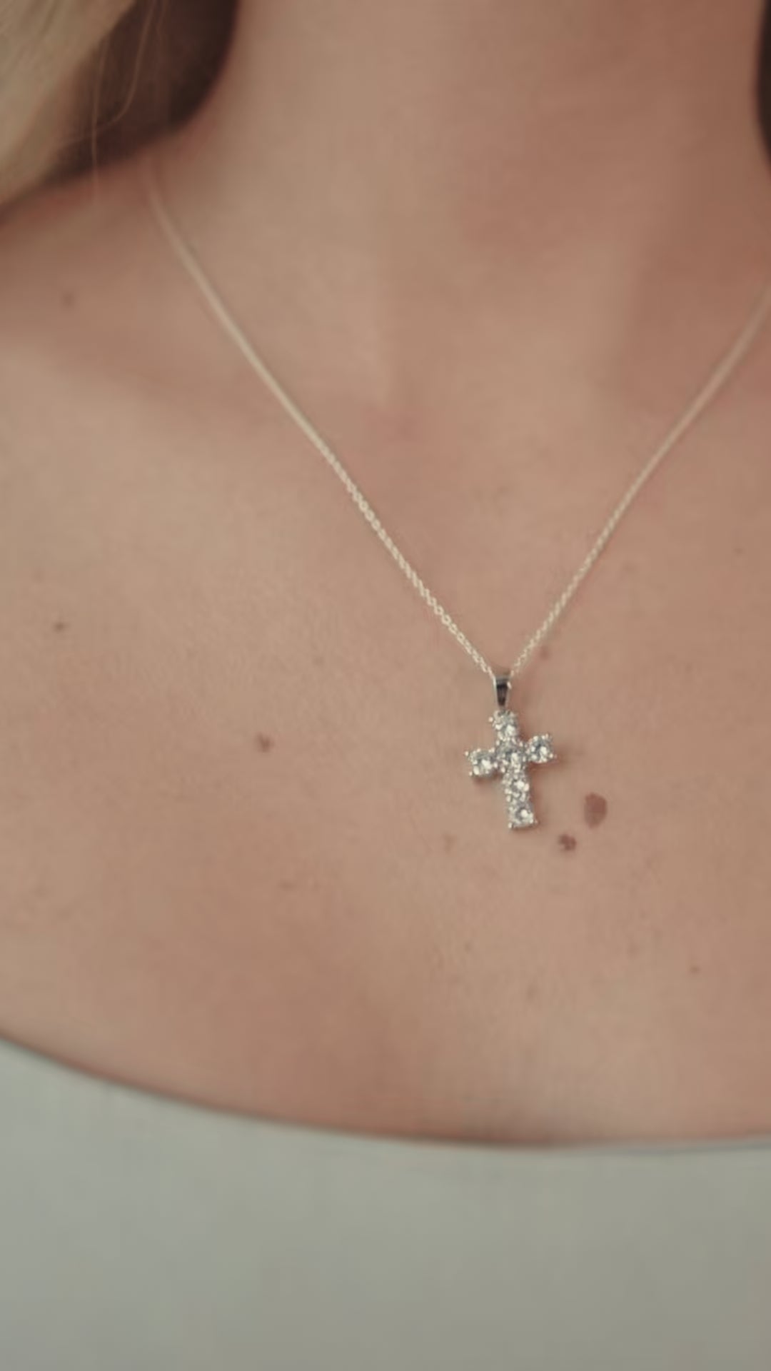 CZ Cross Pendant Necklace