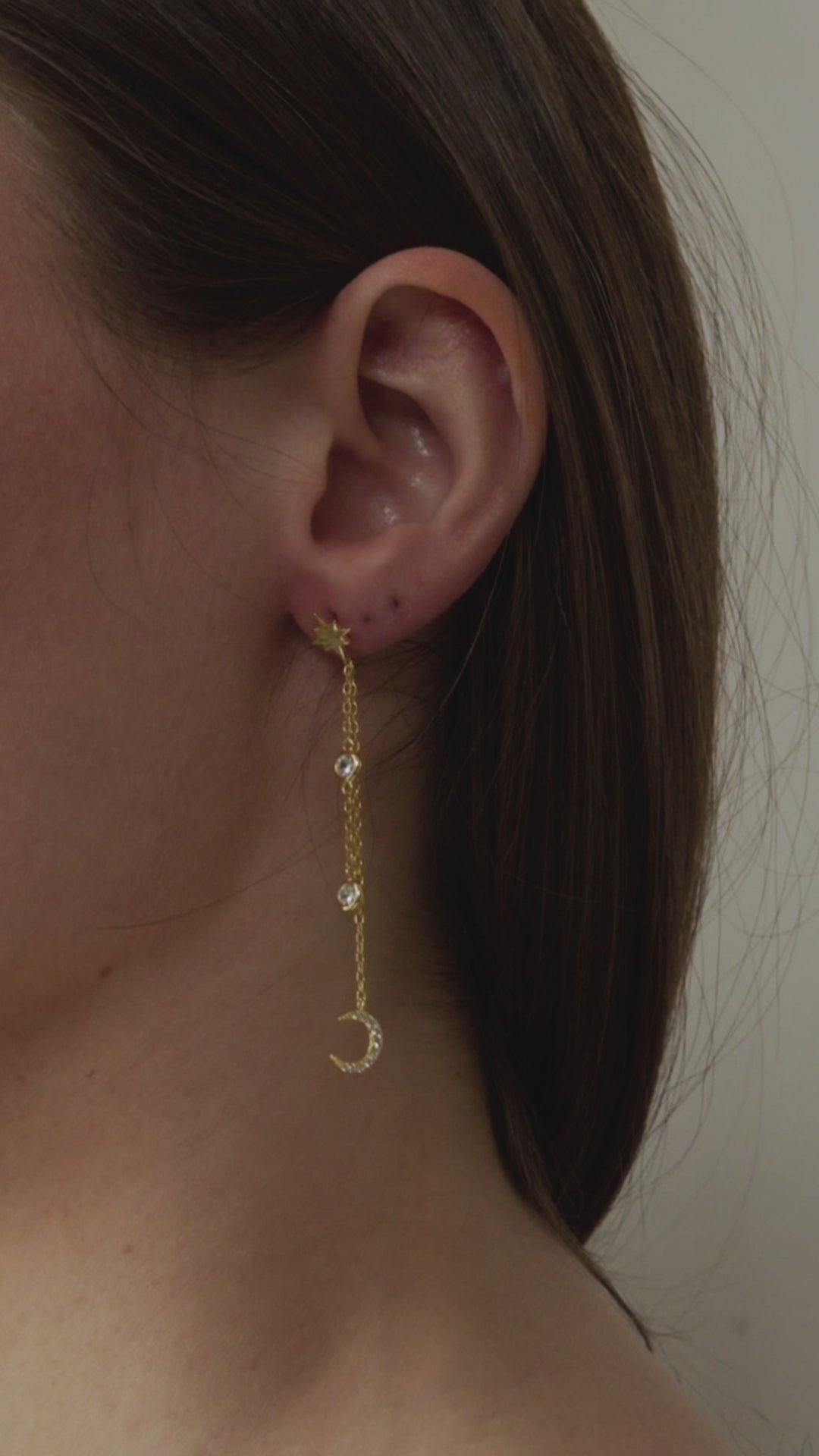Moon & Star Dangle Studs