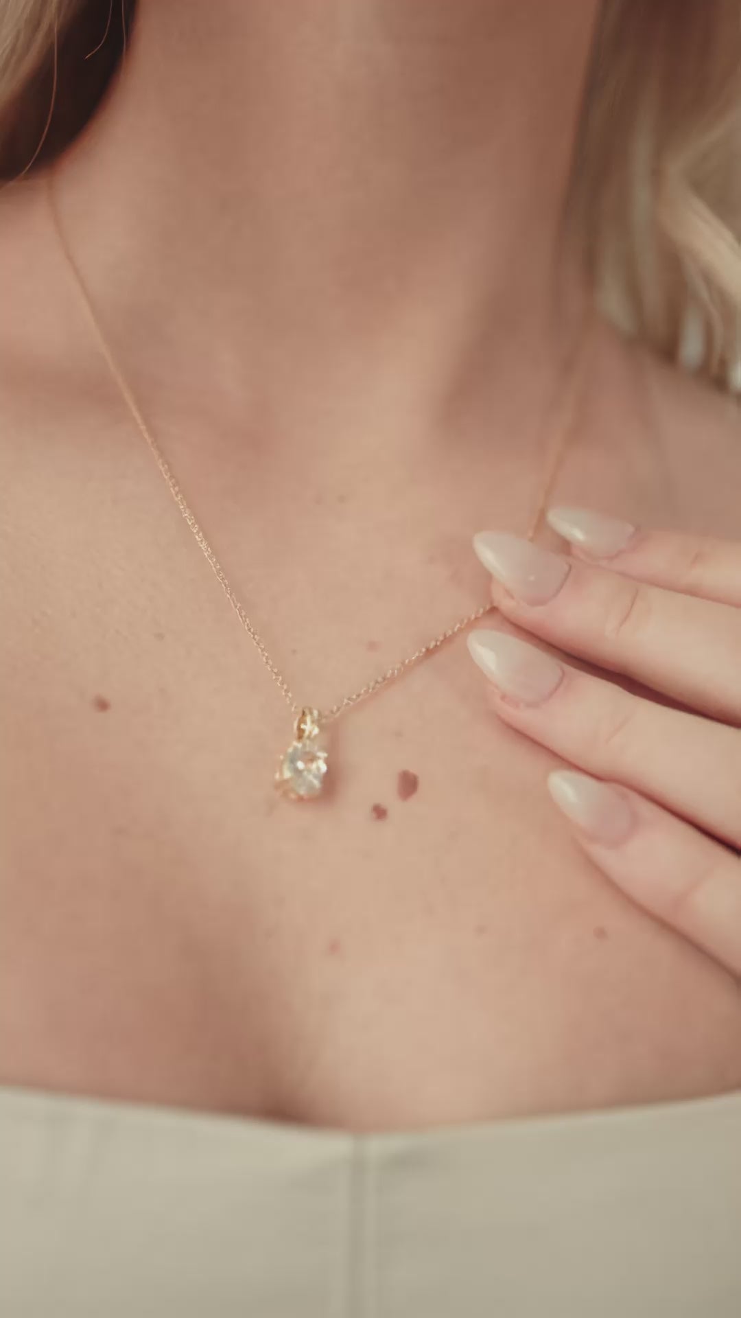 Oval CZ Pendant Necklace
