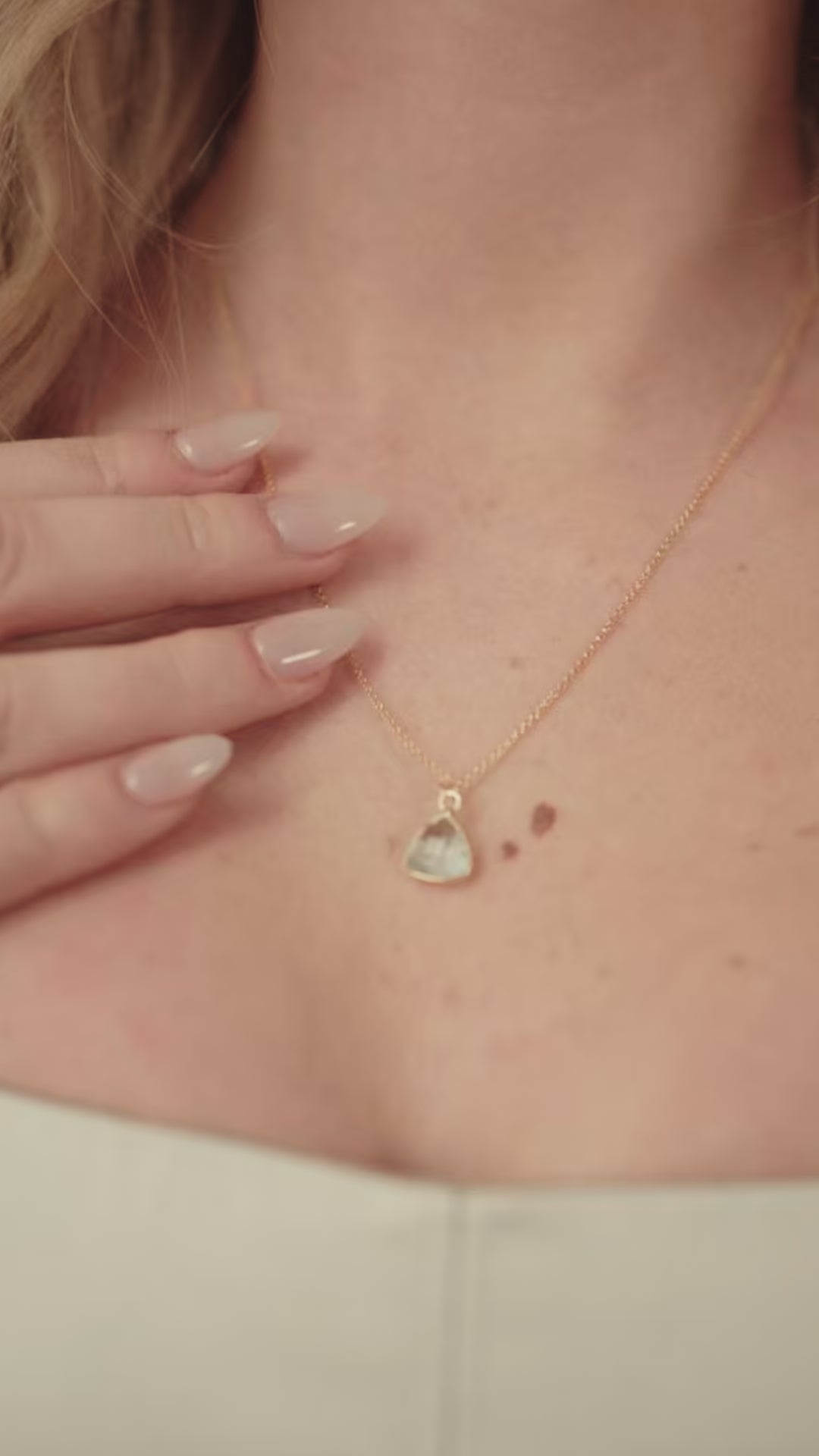 Blue Quartz Trillion Cut Necklace