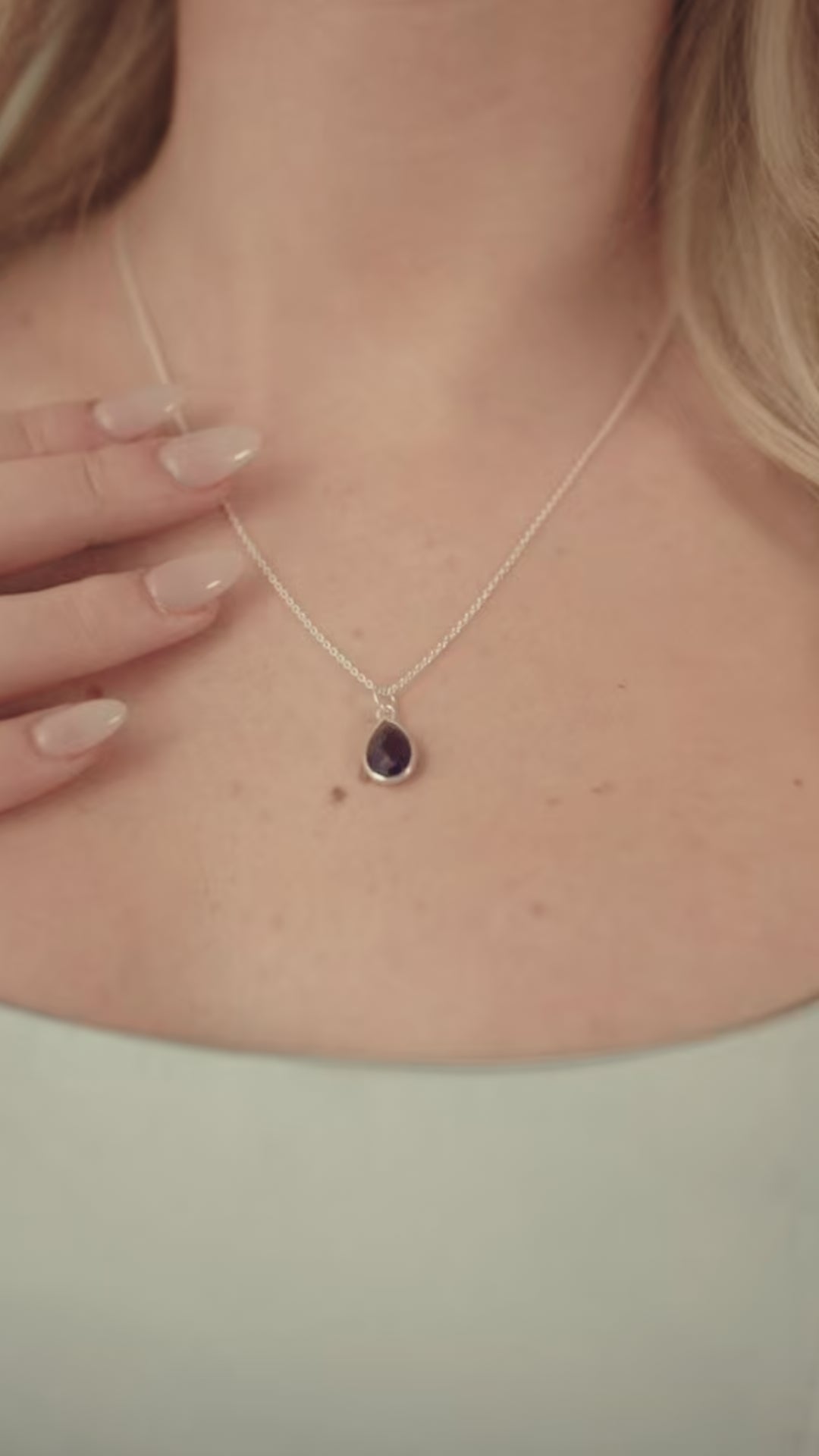 Amethyst Teardrop Pendant Necklace