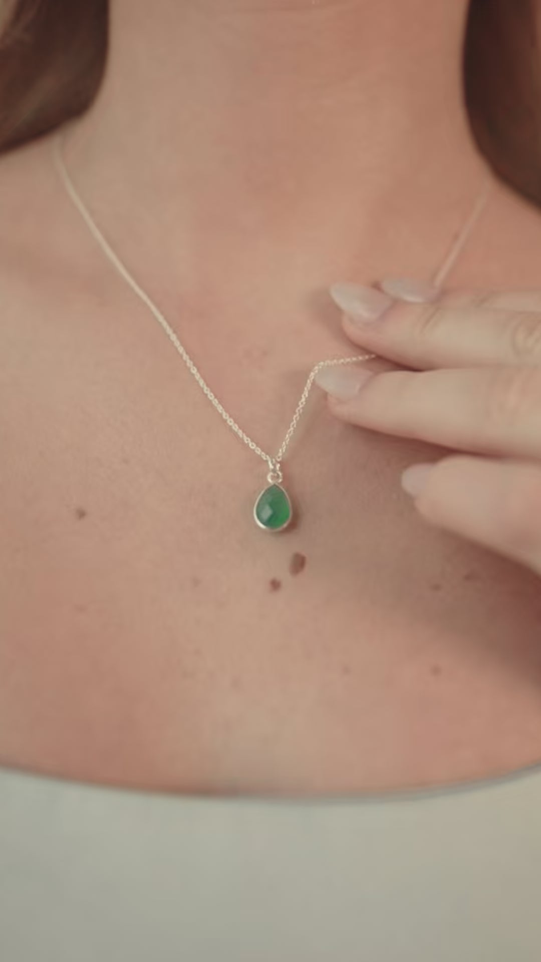 Green Onyx Teardrop Pendant Necklace