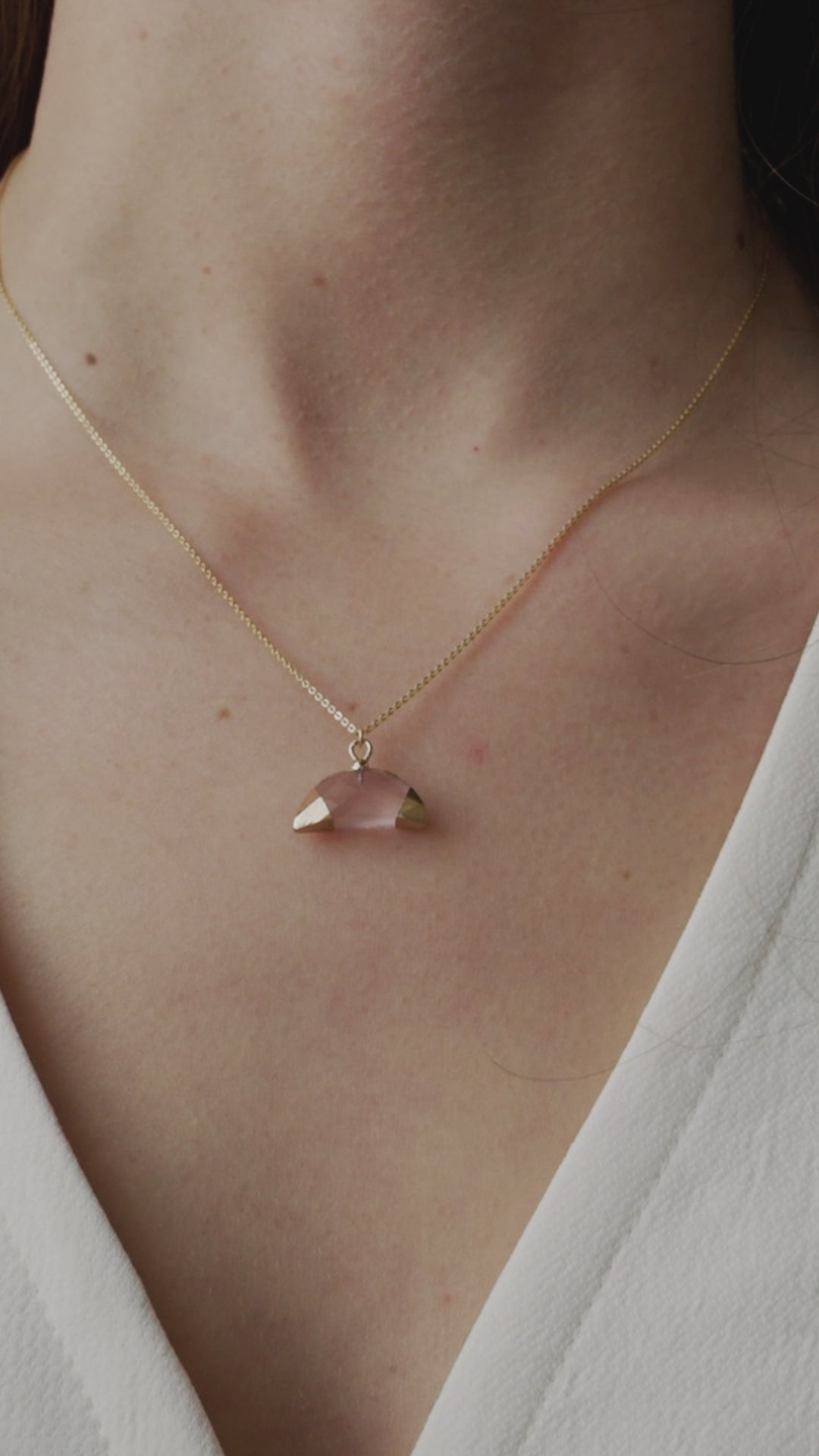 Rose Quartz Crescent Moon Necklace