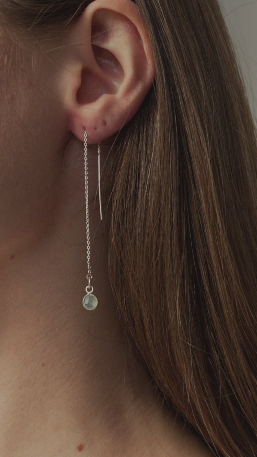 Aquamarine Threader Earrings