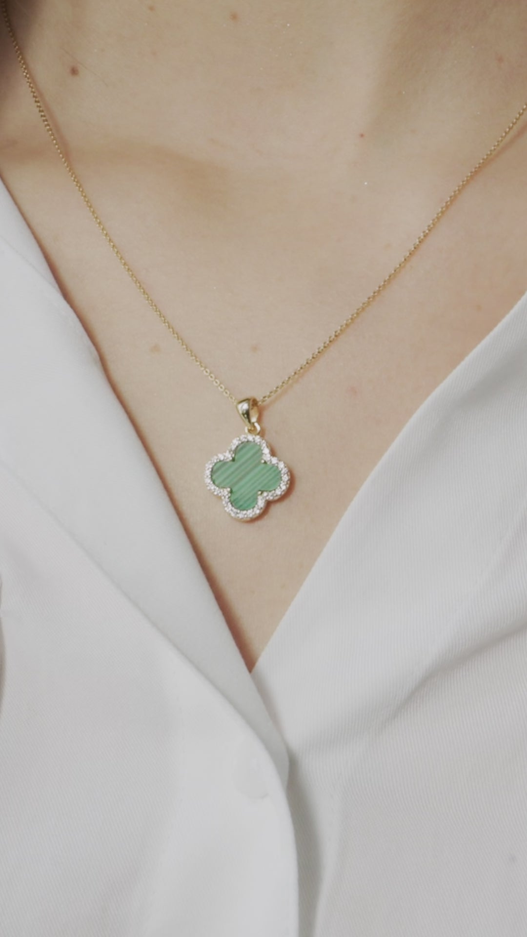Green Clover CZ Pendant Necklace