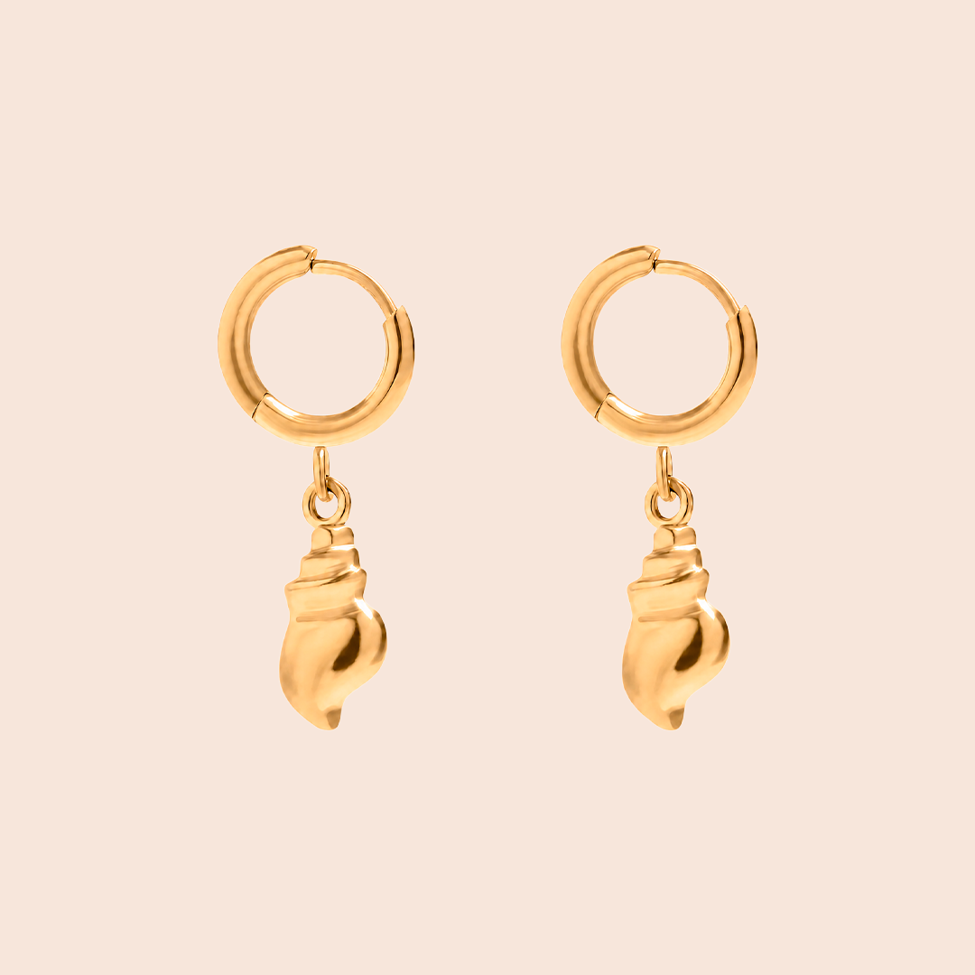Conch Shell Dangle Huggies