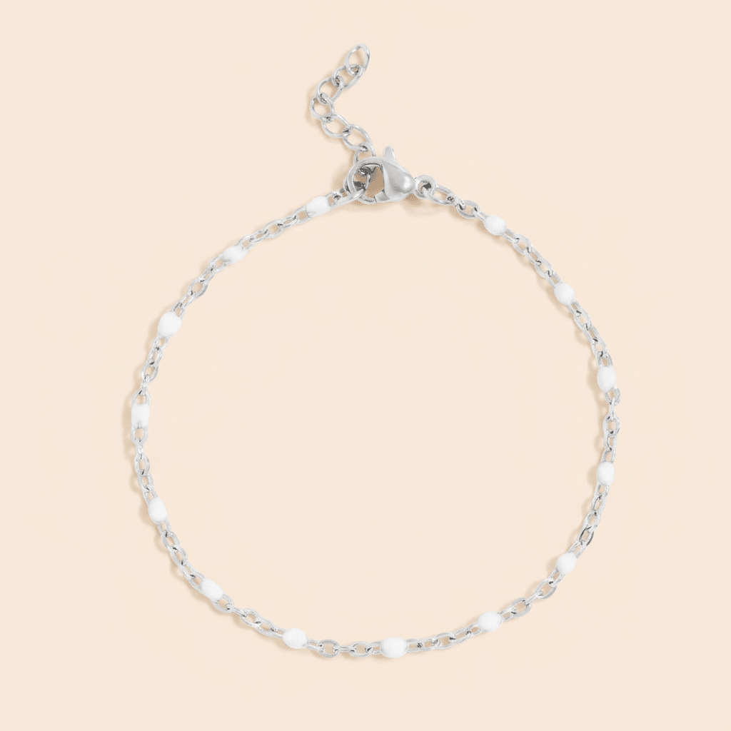 White Enamel Chain Bracelet - Gemlet