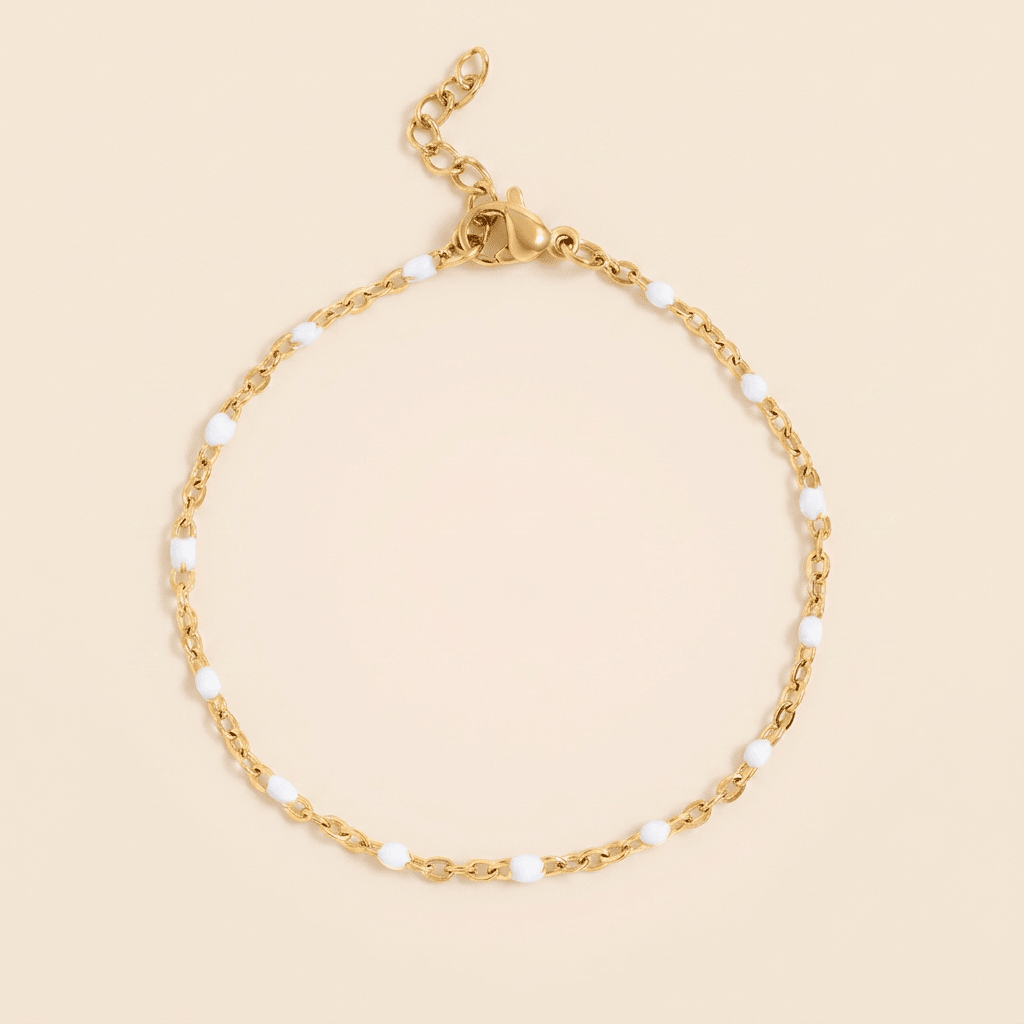 White Enamel Chain Bracelet - Gemlet