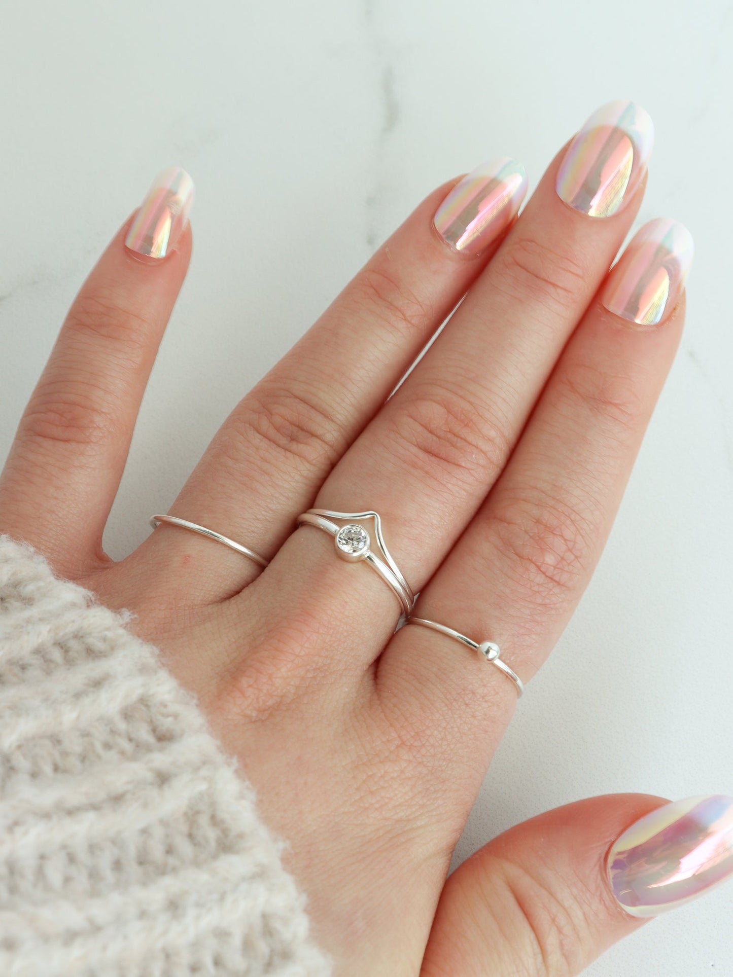 Chevron - Sterling Silver Stacking Ring - Gemlet