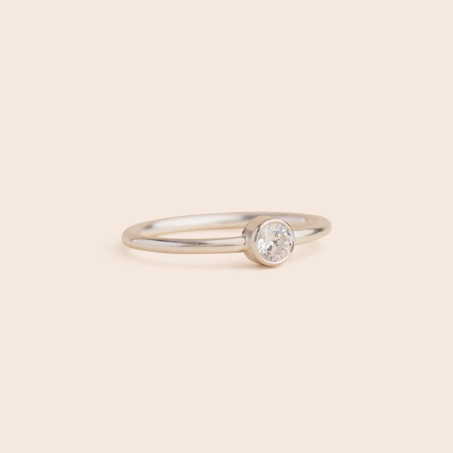 Classic CZ Solitaire - Sterling Silver Stacking Ring - Gemlet