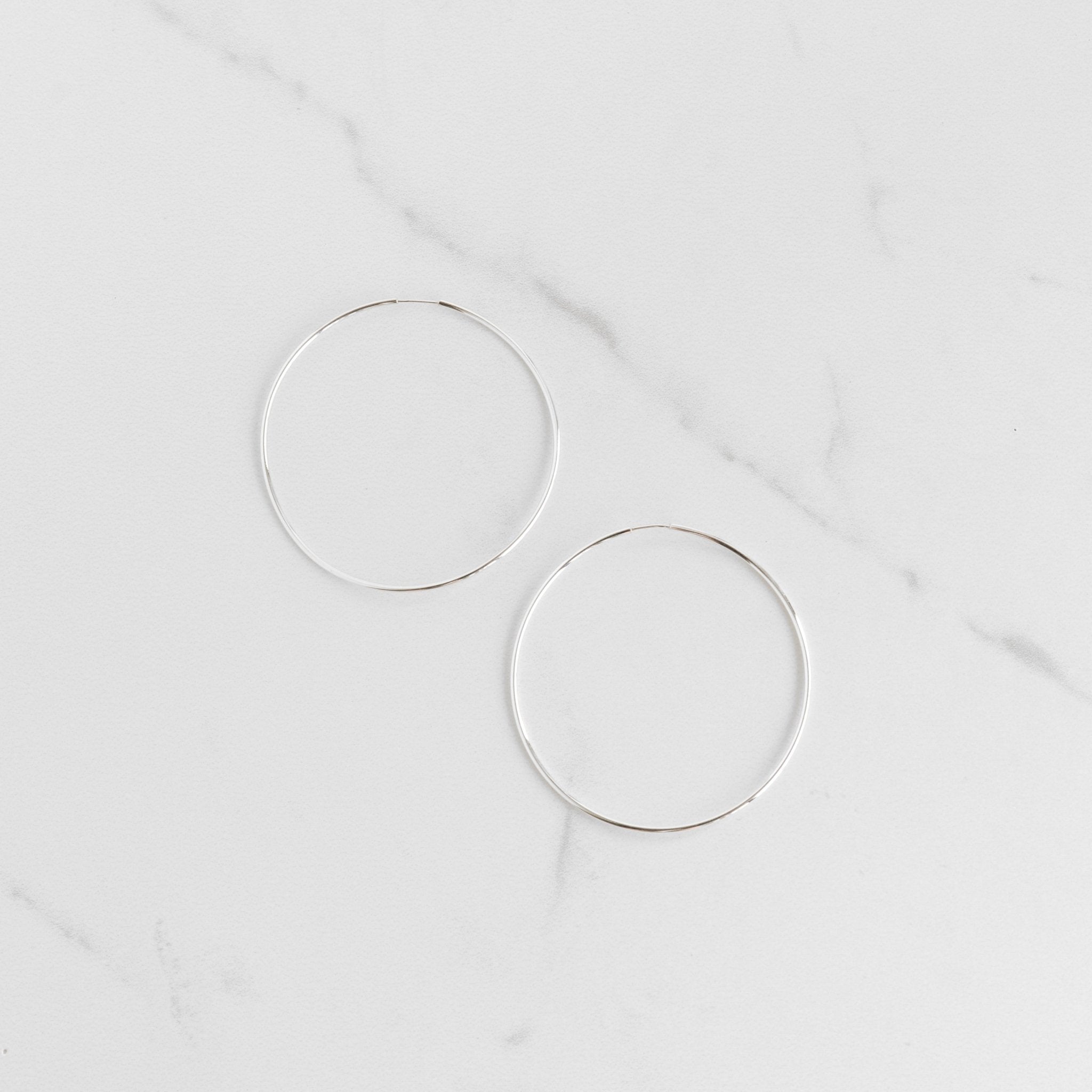 Large Silver Sleeper Hoop Earrings - Gemlet