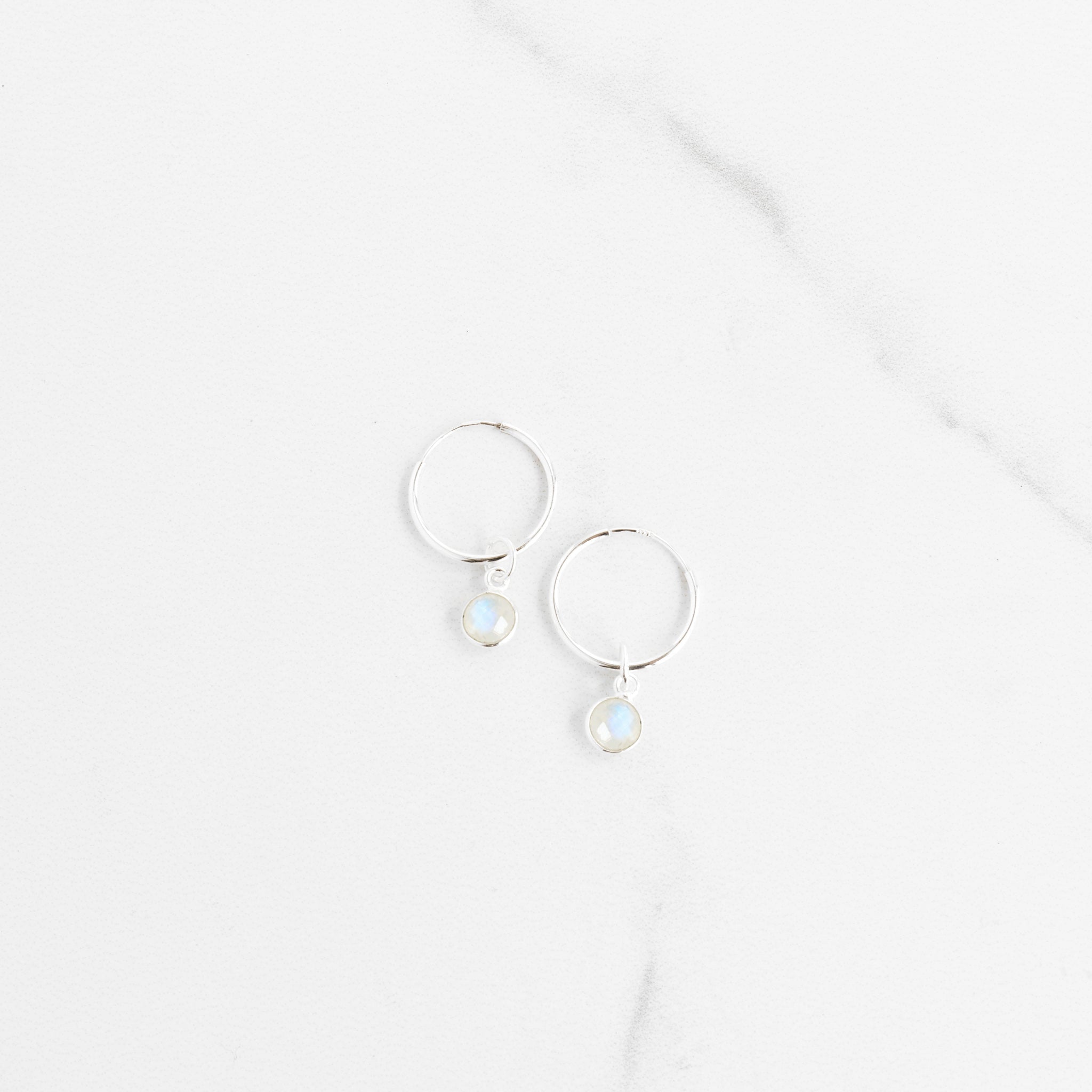 Moonstone Sterling Silver Hoop Earrings - Gemlet