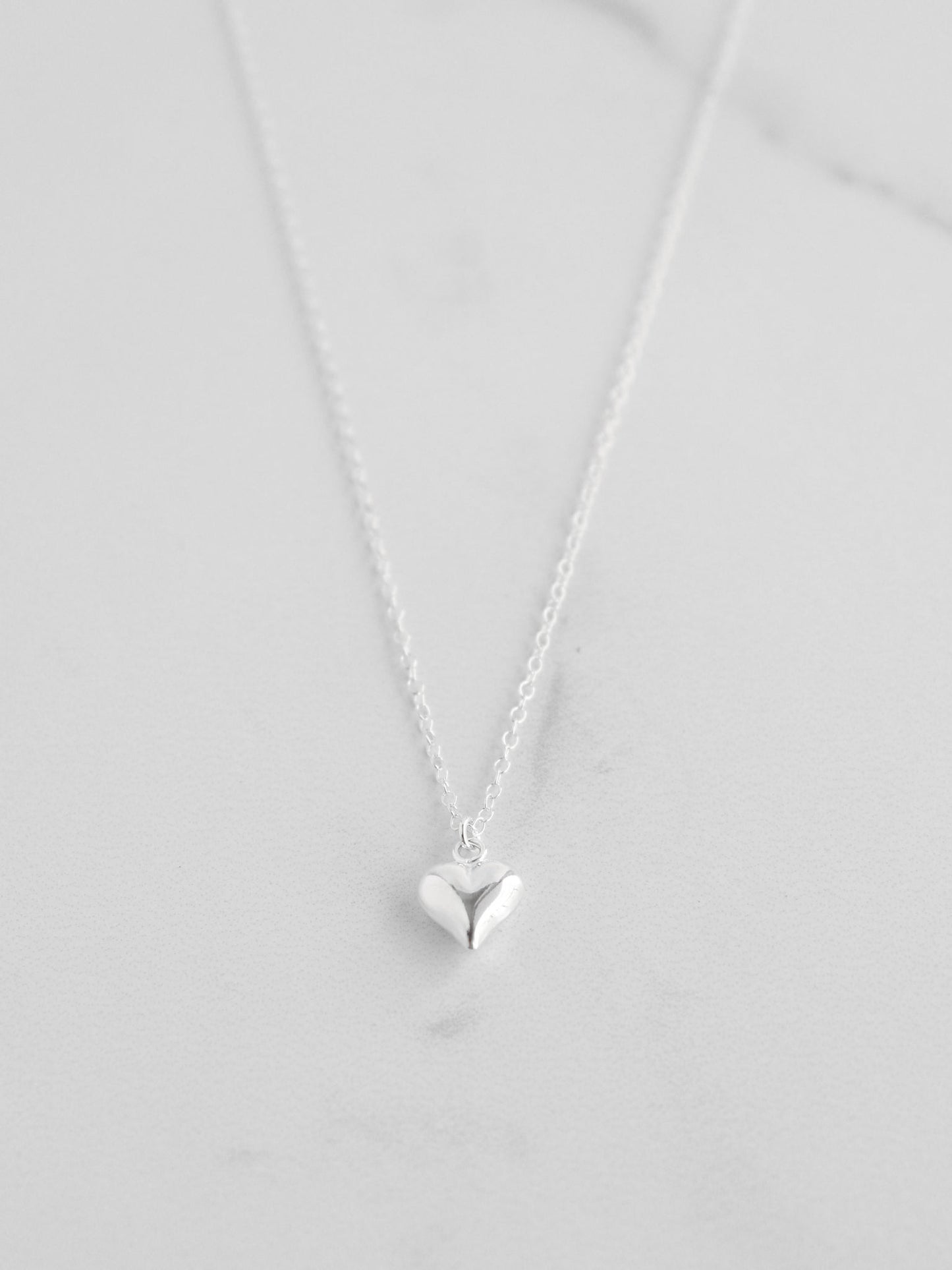 Puffed Heart Necklace - Sterling Silver - Gemlet