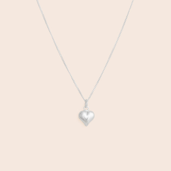 Puffed Heart Necklace - Sterling Silver - Gemlet