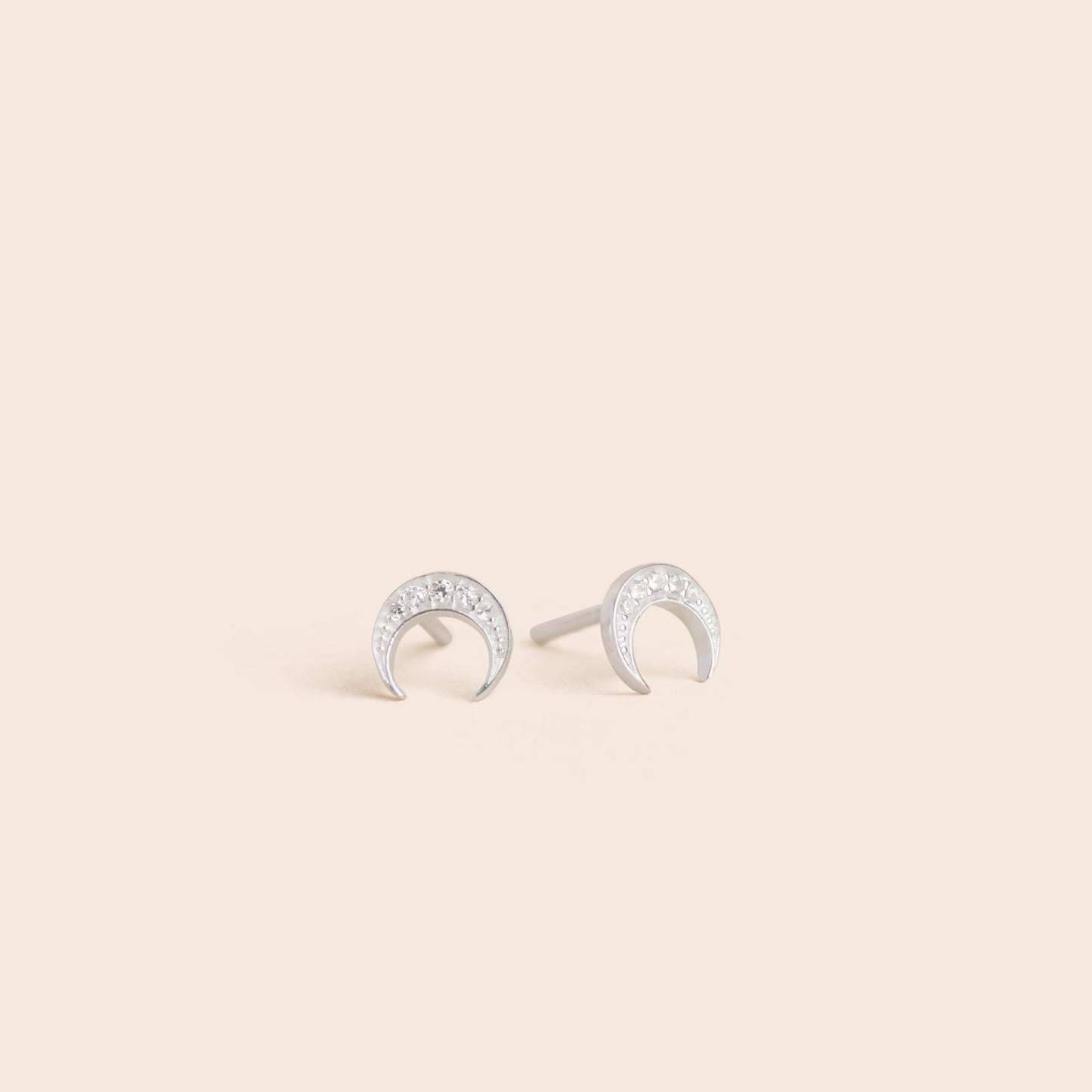 Silver Crescent Moon Phase Stud Earrings - Gemlet