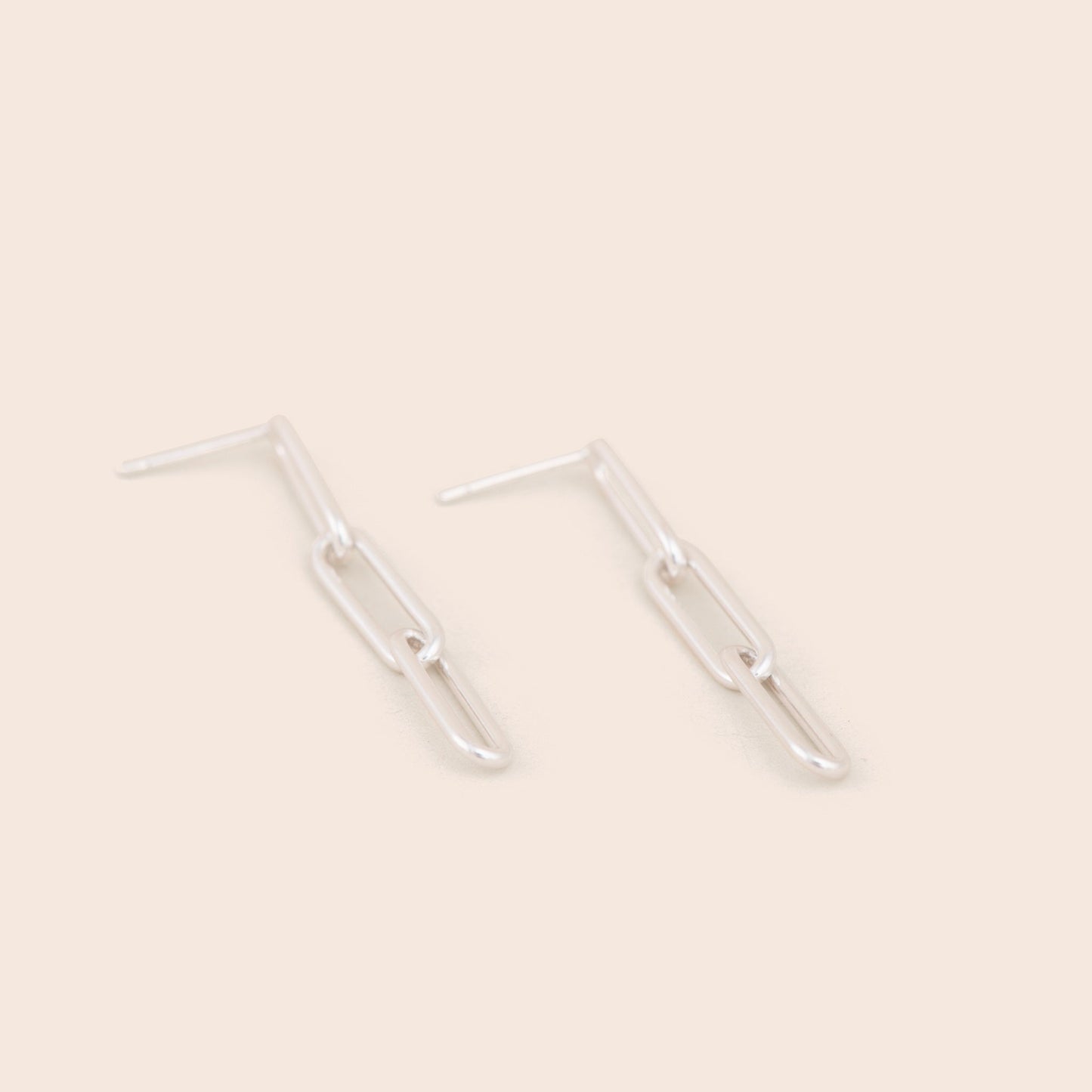 Silver Paperclip Chain Link Stud Earrings - Gemlet