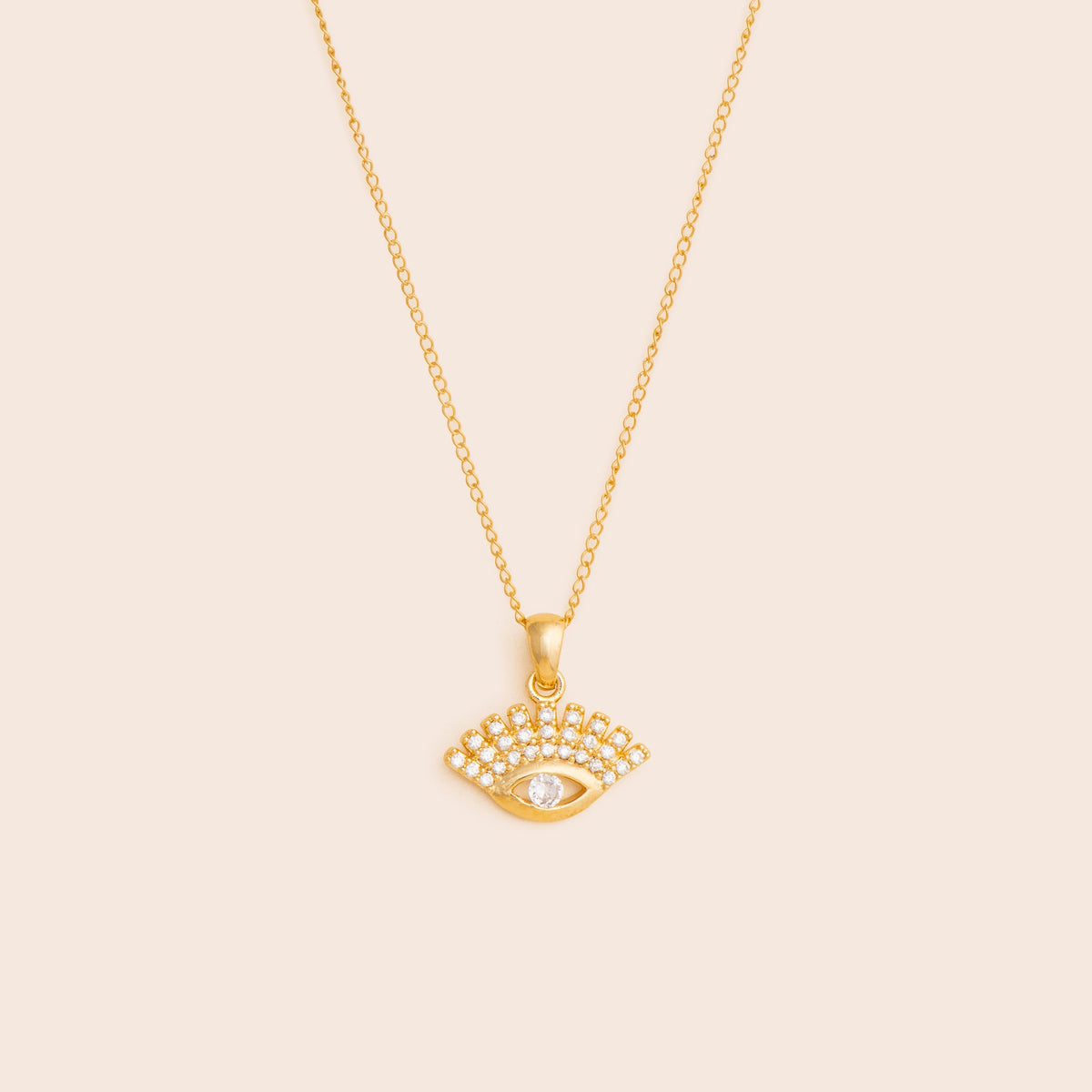 Hamsa Hand With Evil Eye Pendant Necklace Gold