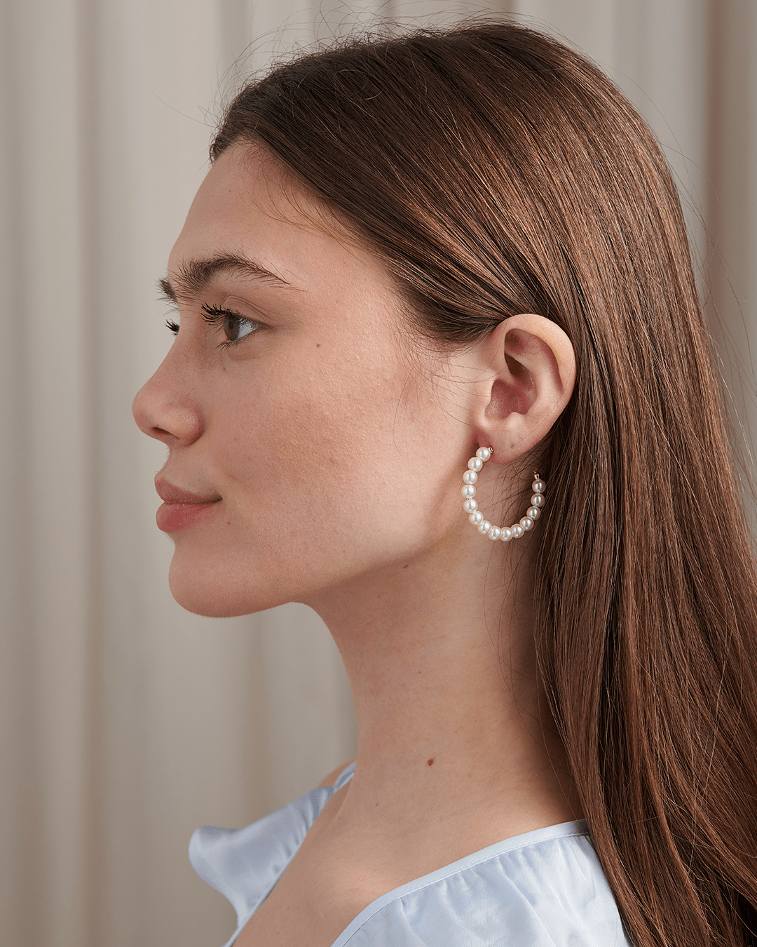 Beaded Pearl Hoops Large - Gemlet