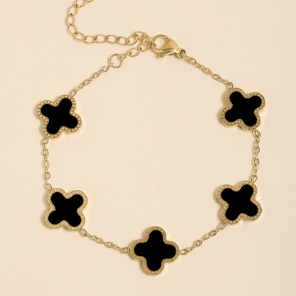 Black 5 Clover Chain Charm Bracelet - Gemlet