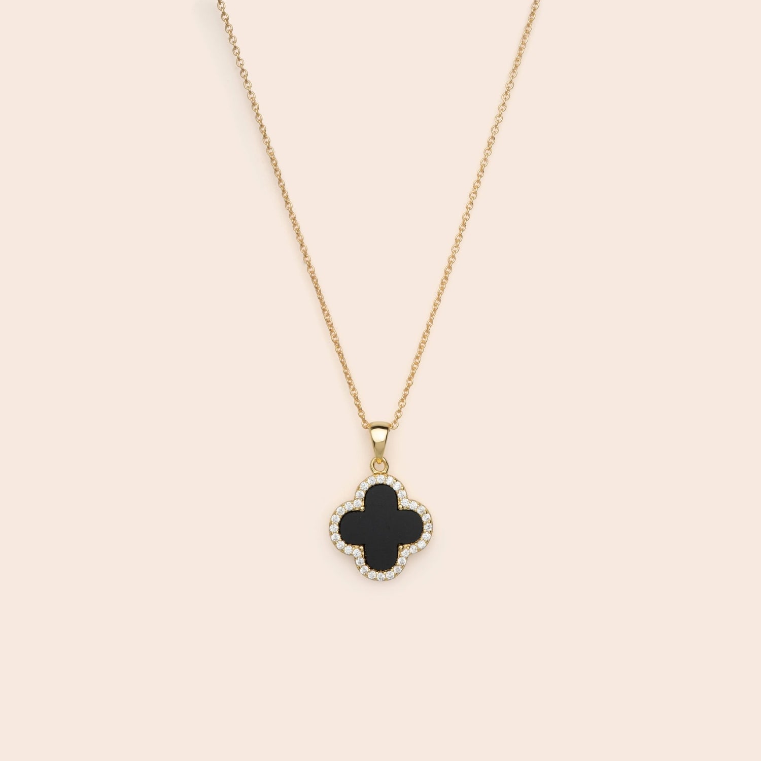 Black Clover CZ Pendant Necklace - Gemlet