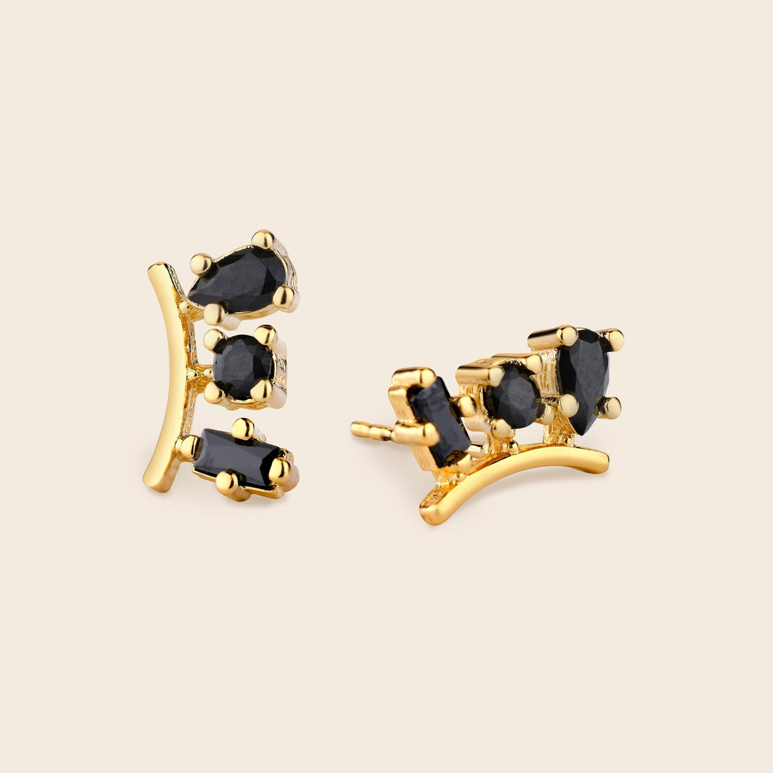 Black CZ Climber Earrings - Gemlet
