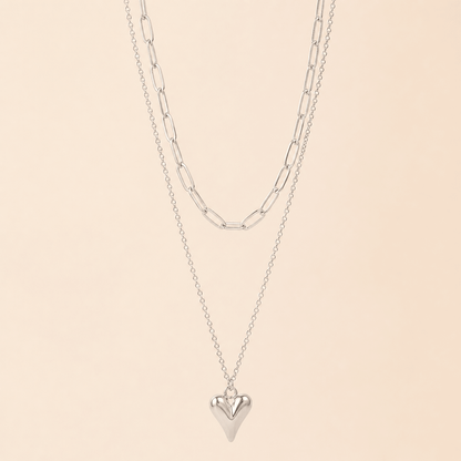 Double Layered Heart Necklace - Gemlet