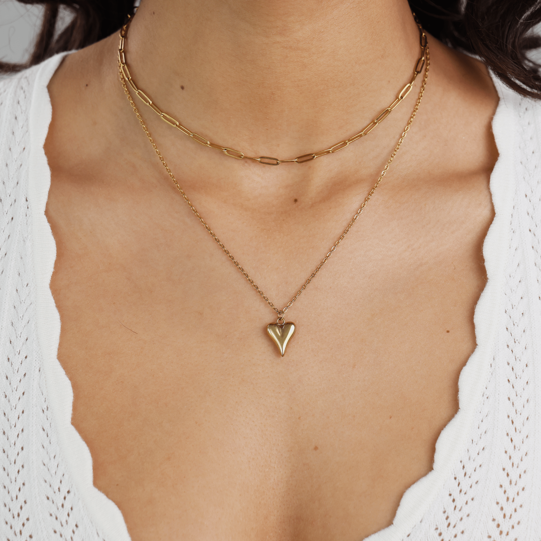 Double Layered Heart Necklace - Gemlet