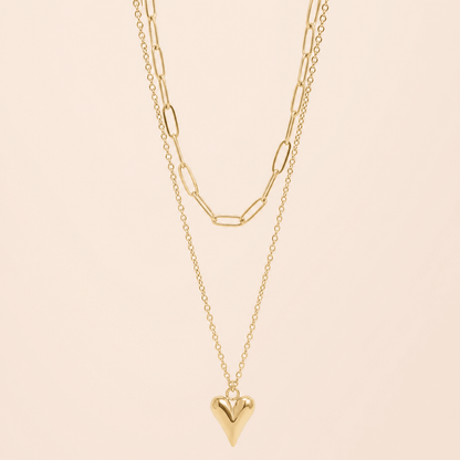 Double Layered Heart Necklace - Gemlet
