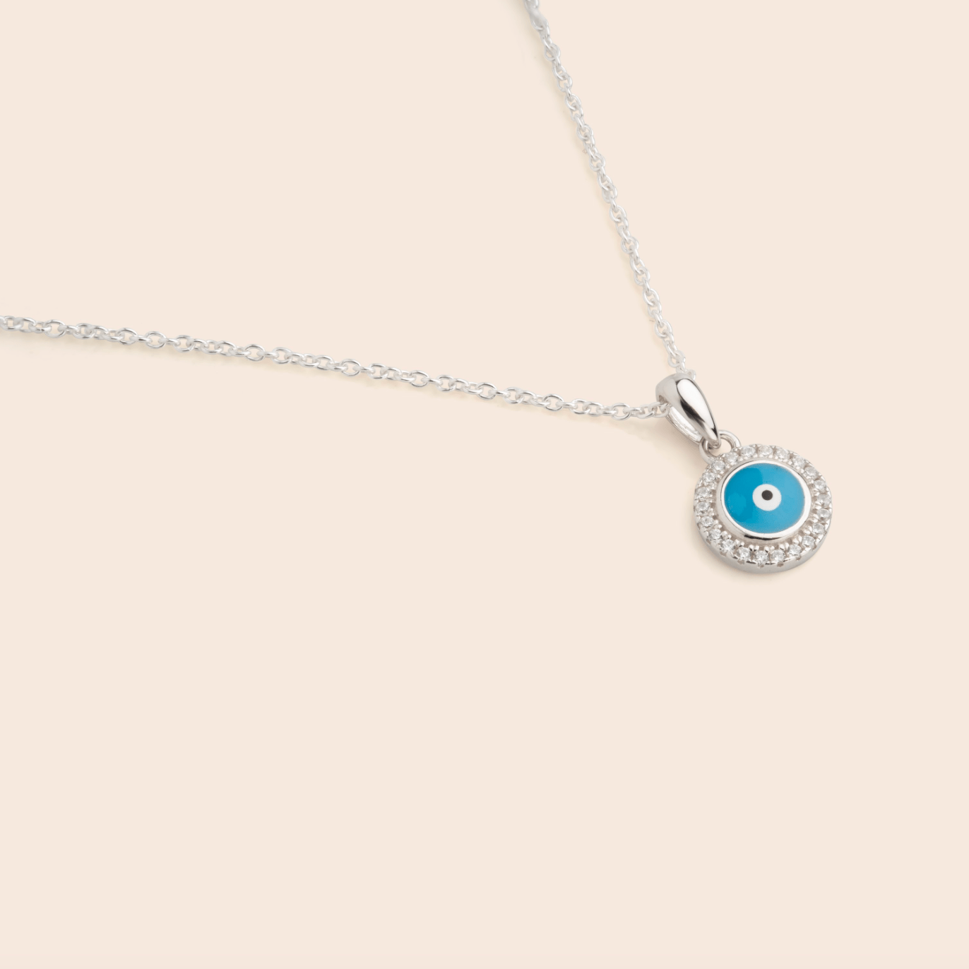 Evil Eye CZ Circle Pendant Necklace - Gemlet