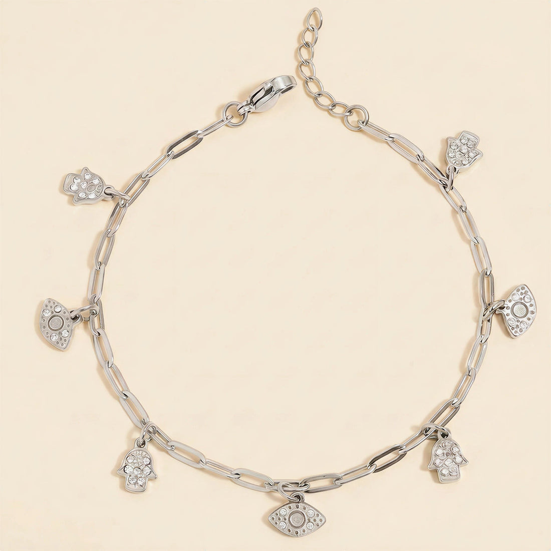 Evil Eye &amp; Hamsa Dangle Charm Bracelet - Gemlet